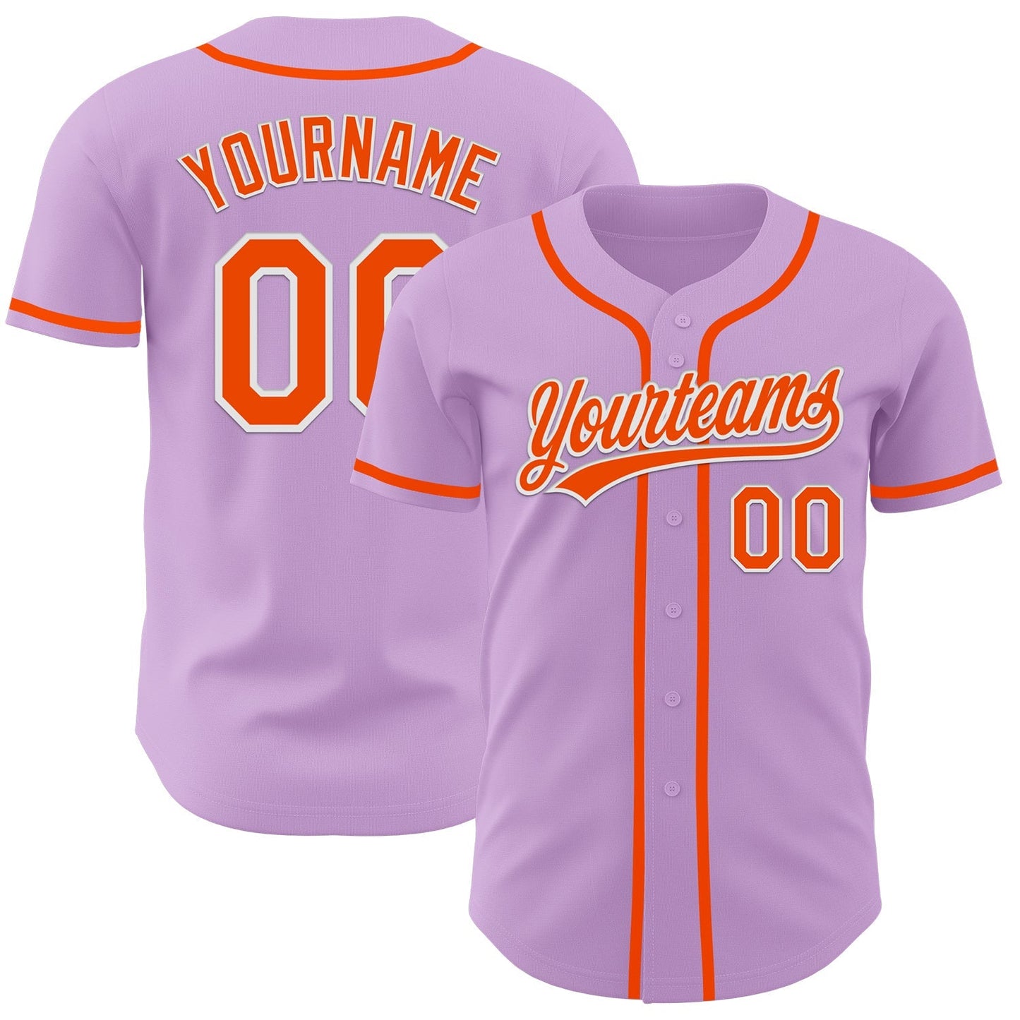 Custom Light Purple Orange-White Authentic Baseball Jersey baseball jersey product view 1