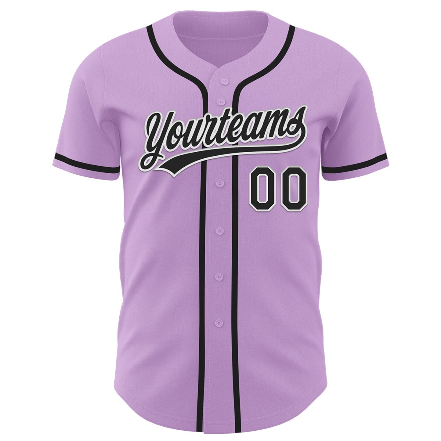 Custom Light Purple Black-White Authentic Baseball Jersey baseball jersey product view 2