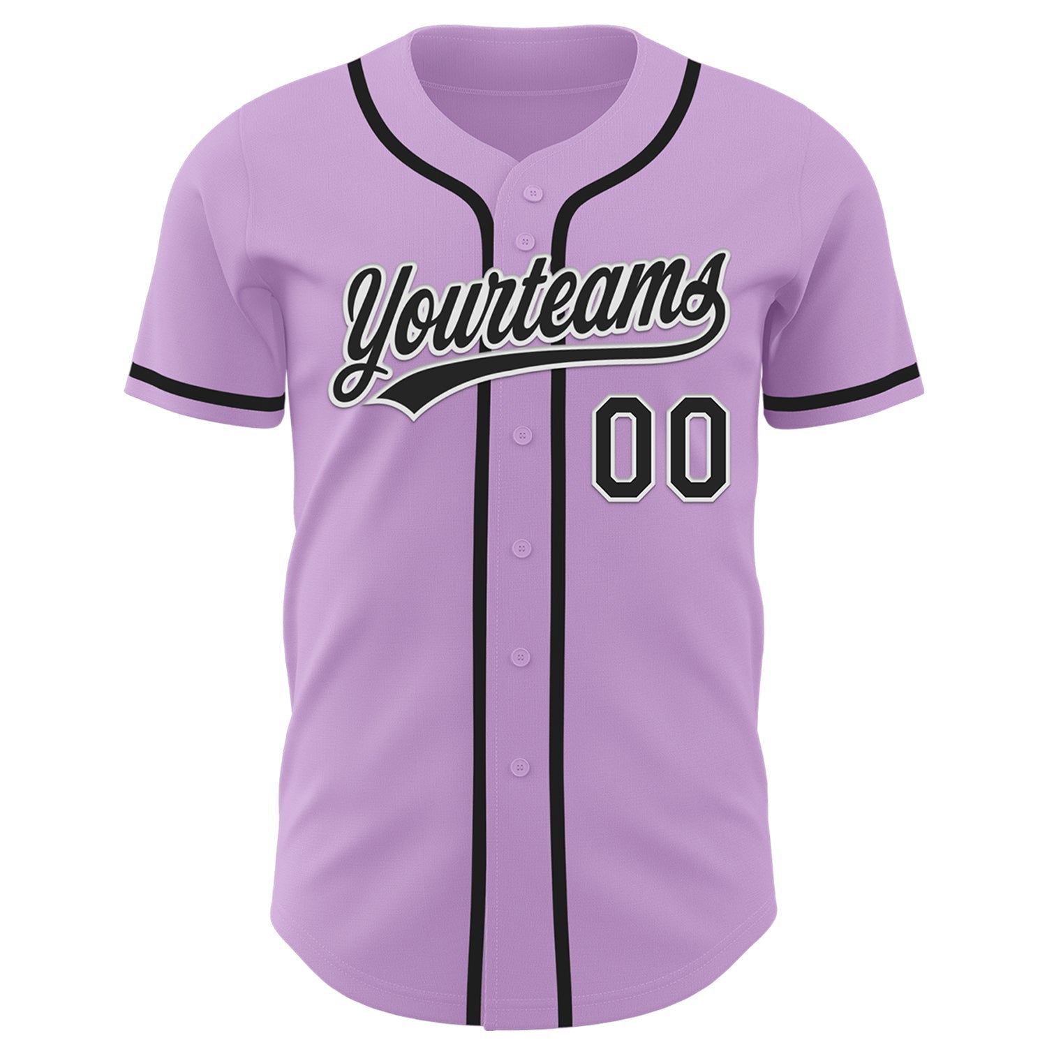 Custom Light Purple Black-White Authentic Baseball Jersey baseball jersey product view 2
