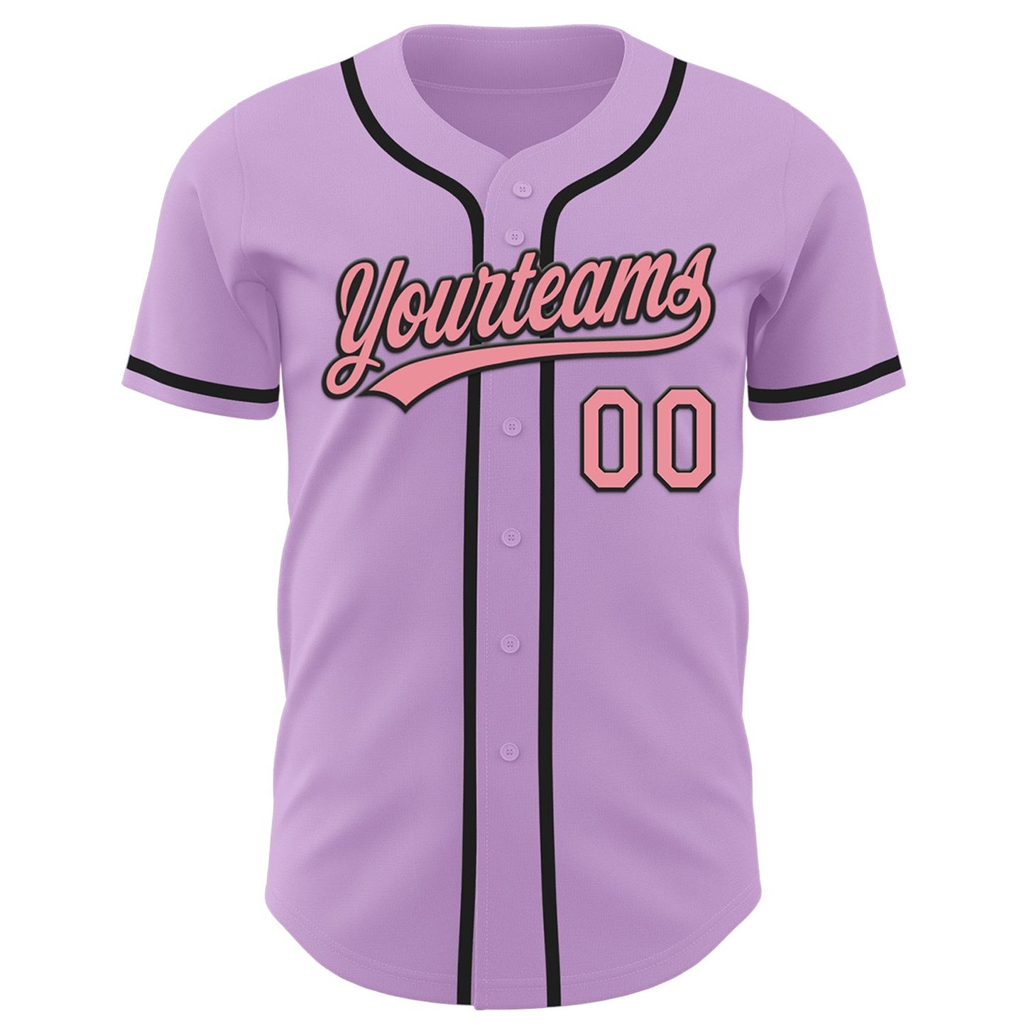 Custom Light Purple Medium Pink-Black Authentic Baseball Jersey baseball jersey product view 2