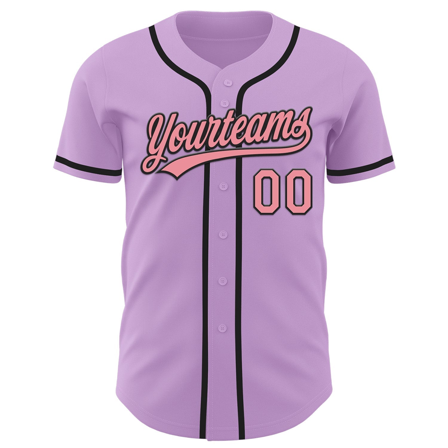 Custom Light Purple Medium Pink-Black Authentic Baseball Jersey baseball jersey product view 2