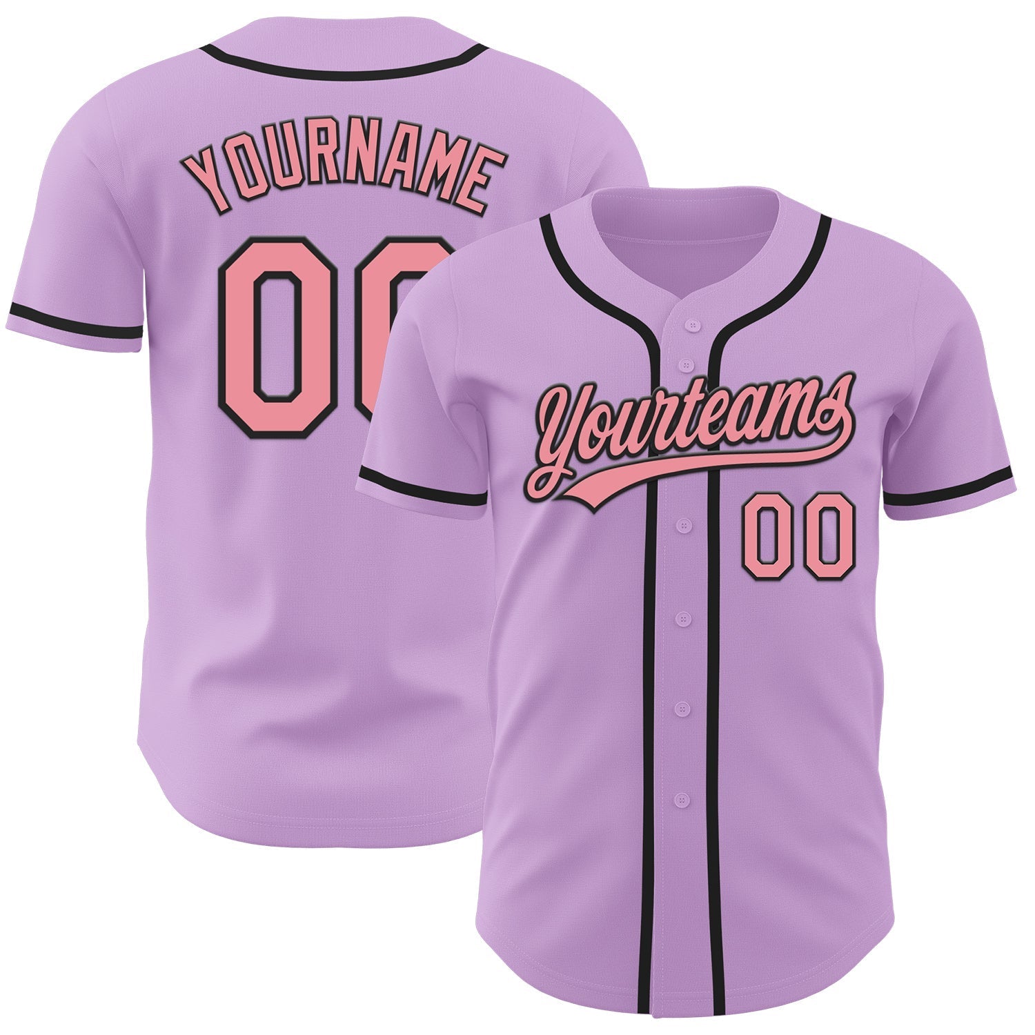 Custom Light Purple Medium Pink-Black Authentic Baseball Jersey baseball jersey product view 1