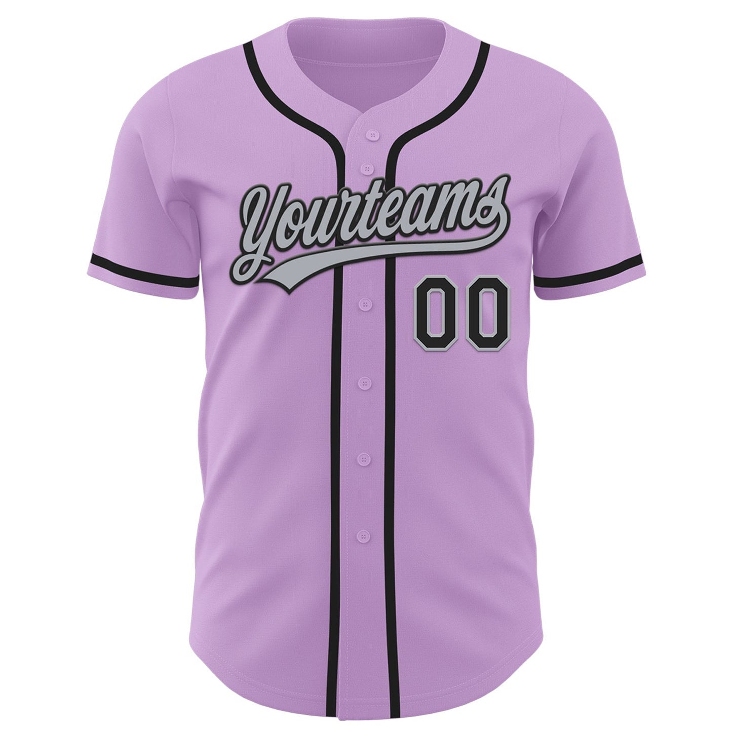 Custom Light Purple Black-Gray Authentic Baseball Jersey baseball jersey product view 2