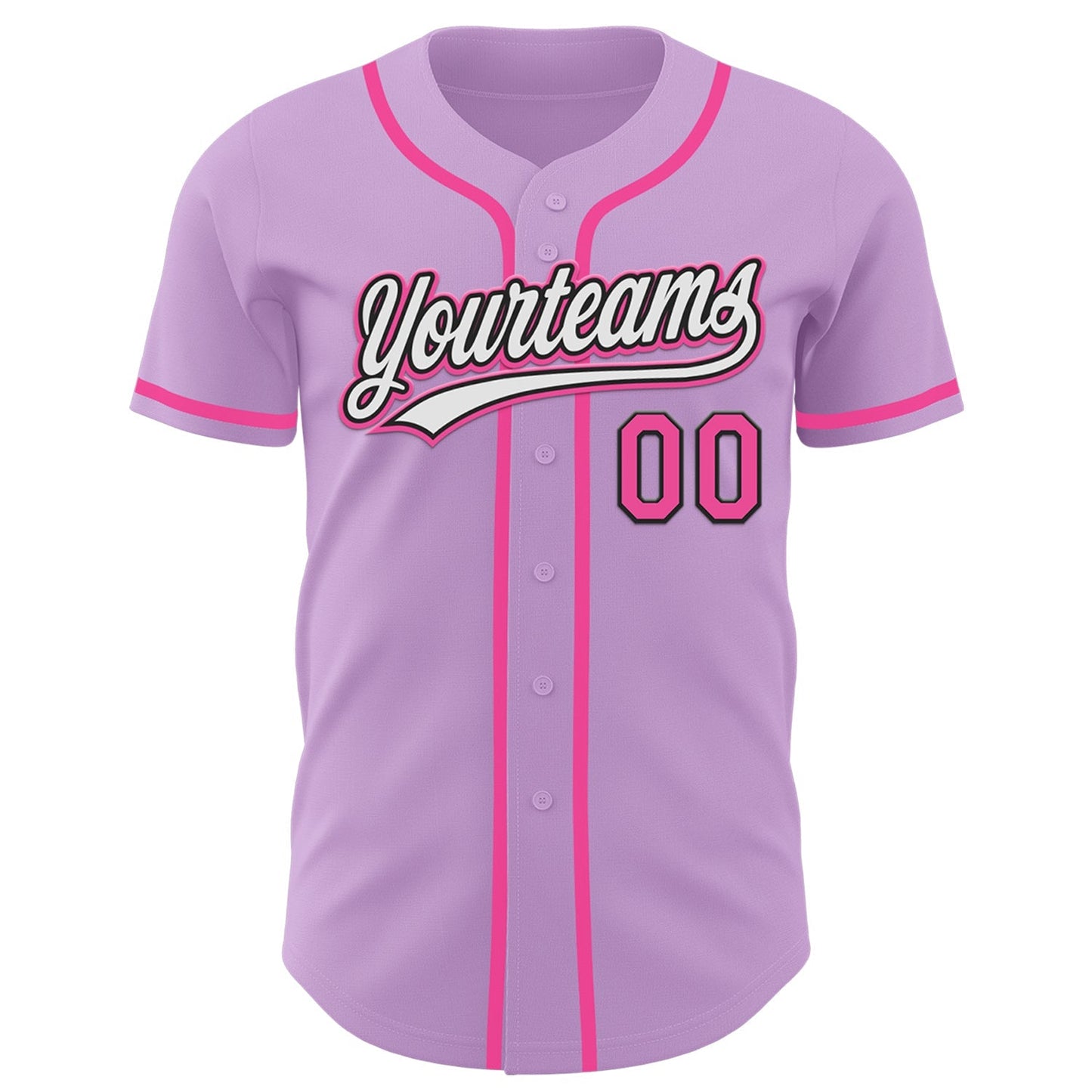 Custom Light Purple Pink-Black Authentic Baseball Jersey baseball jersey product view 2