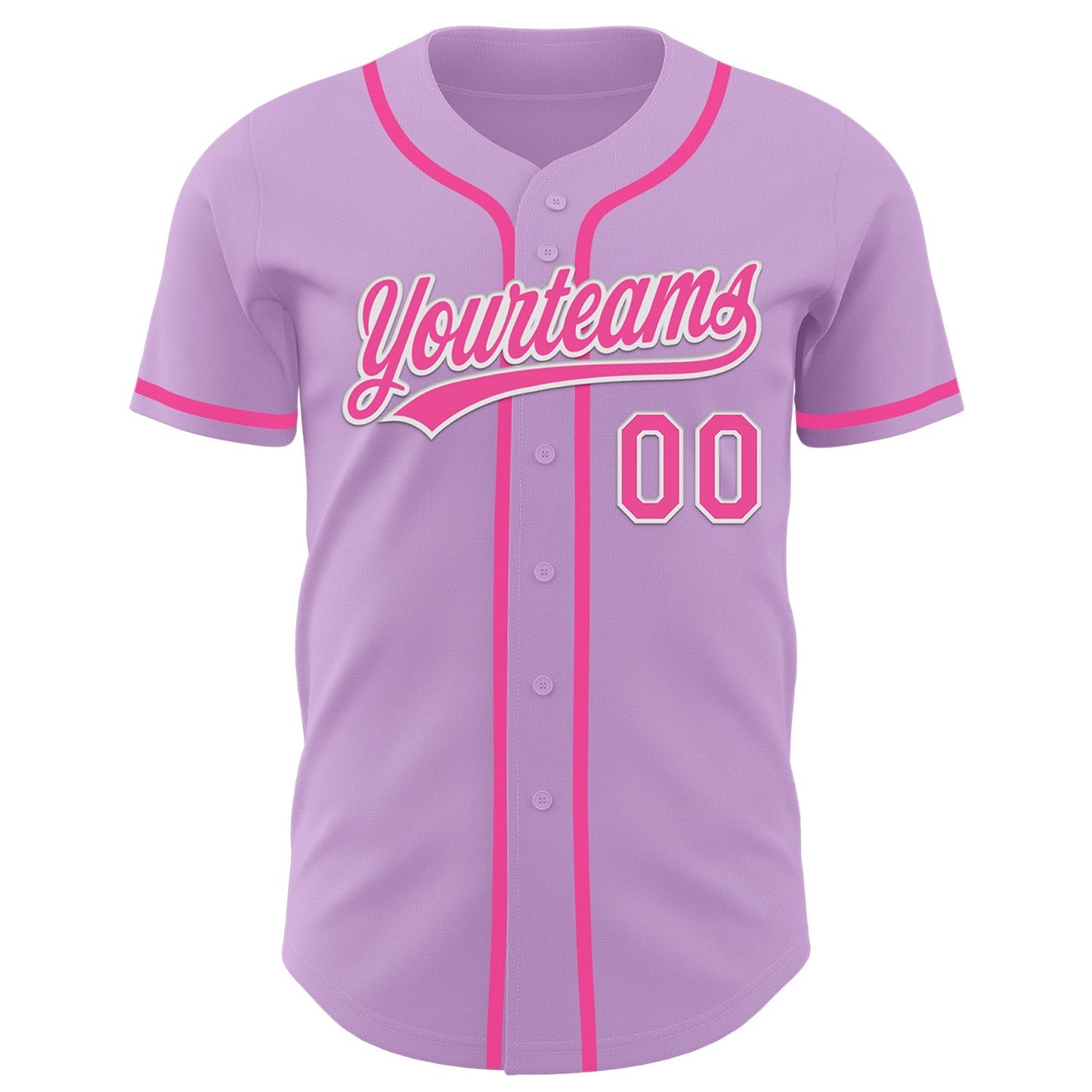 Custom Light Purple Pink-White Authentic Baseball Jersey baseball jersey product view 2