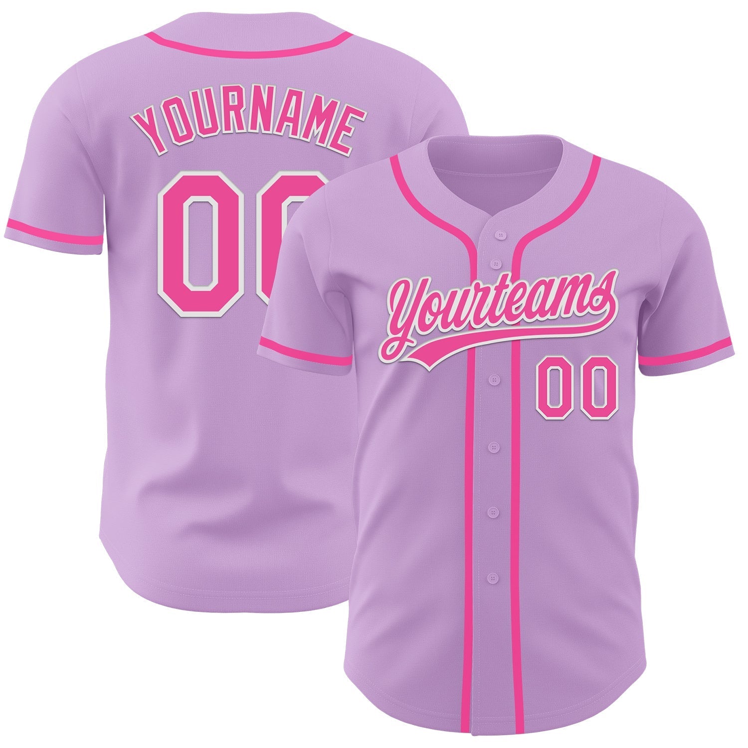 Custom Light Purple Pink-White Authentic Baseball Jersey baseball jersey product view 1