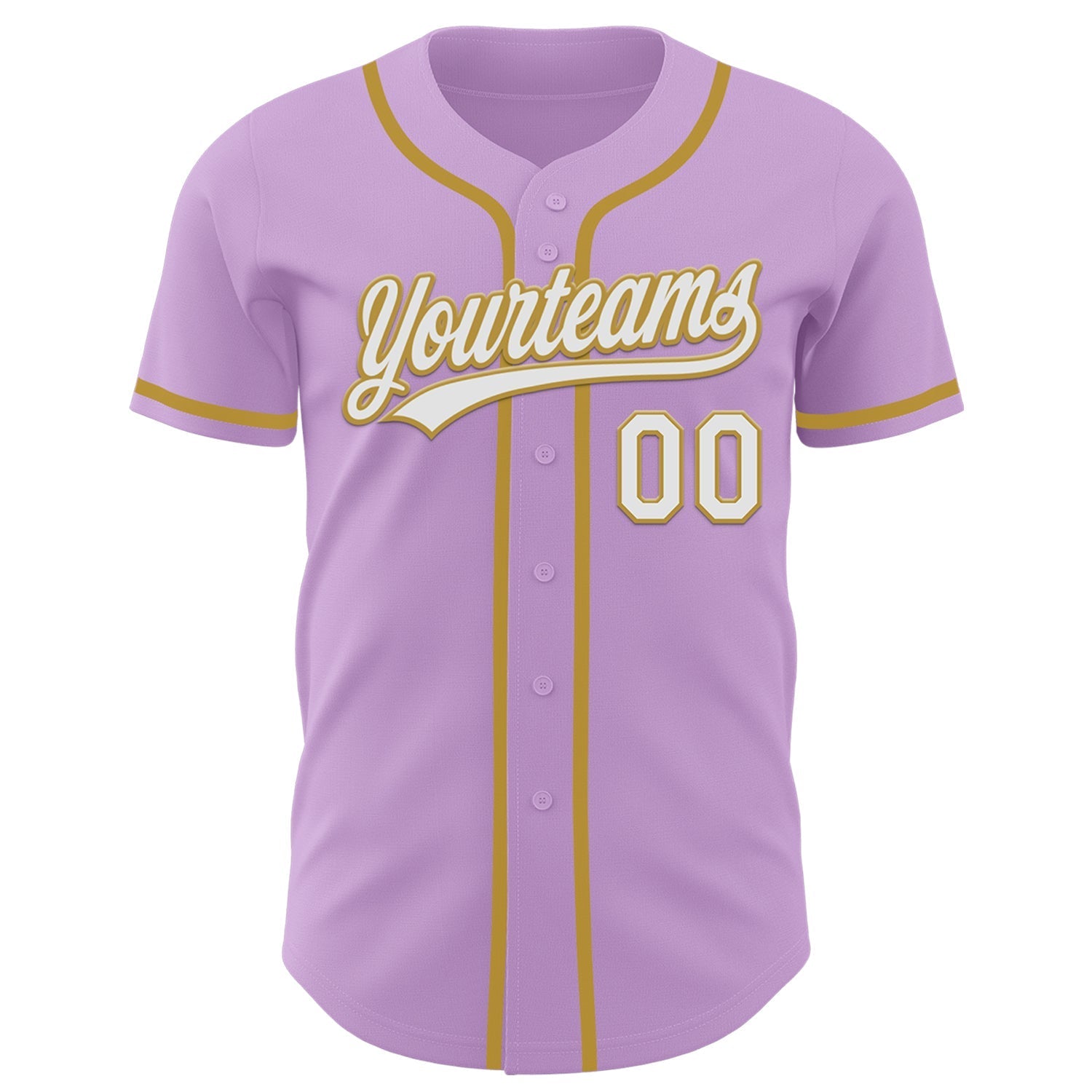 Custom Light Purple White-Old Gold Authentic Baseball Jersey baseball jersey product view 2
