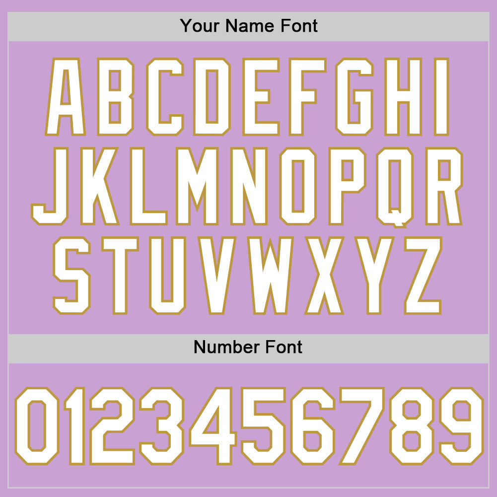 Custom Light Purple White-Old Gold Authentic Baseball Jersey baseball jersey product view 5