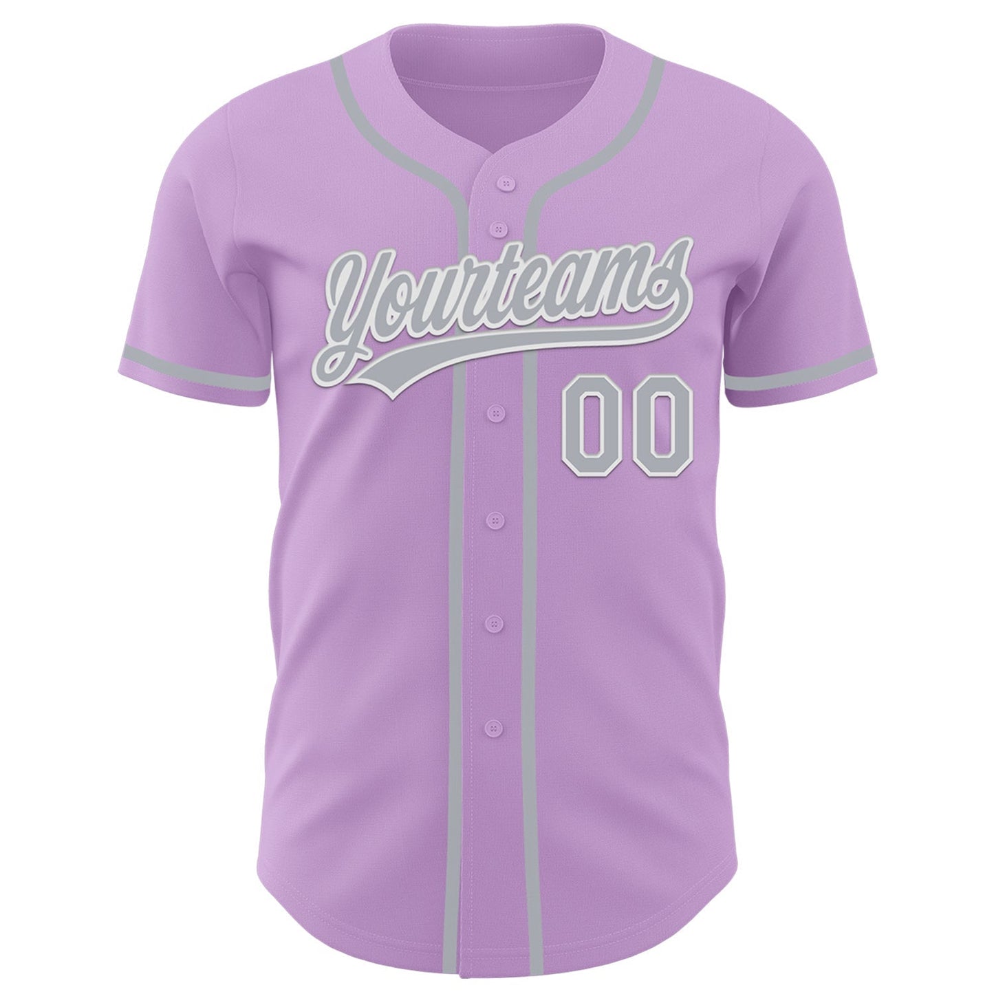 Custom Light Purple Gray-White Authentic Baseball Jersey baseball jersey product view 2