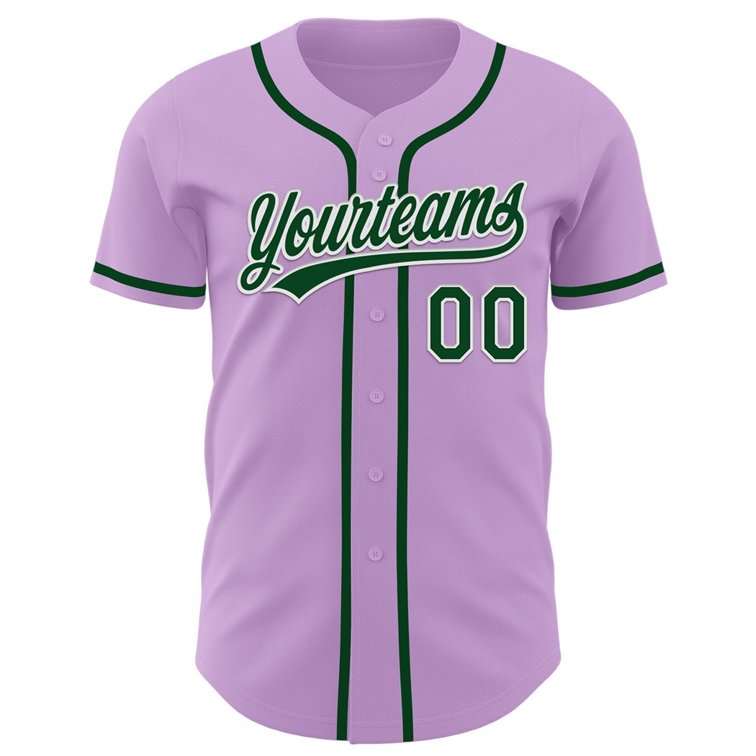 Custom Light Purple Green-White Authentic Baseball Jersey baseball jersey product view 2