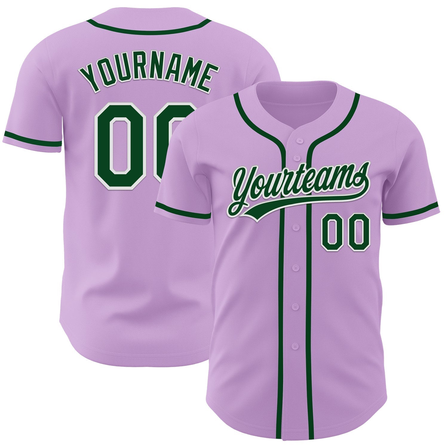 Custom Light Purple Green-White Authentic Baseball Jersey baseball jersey product view 1