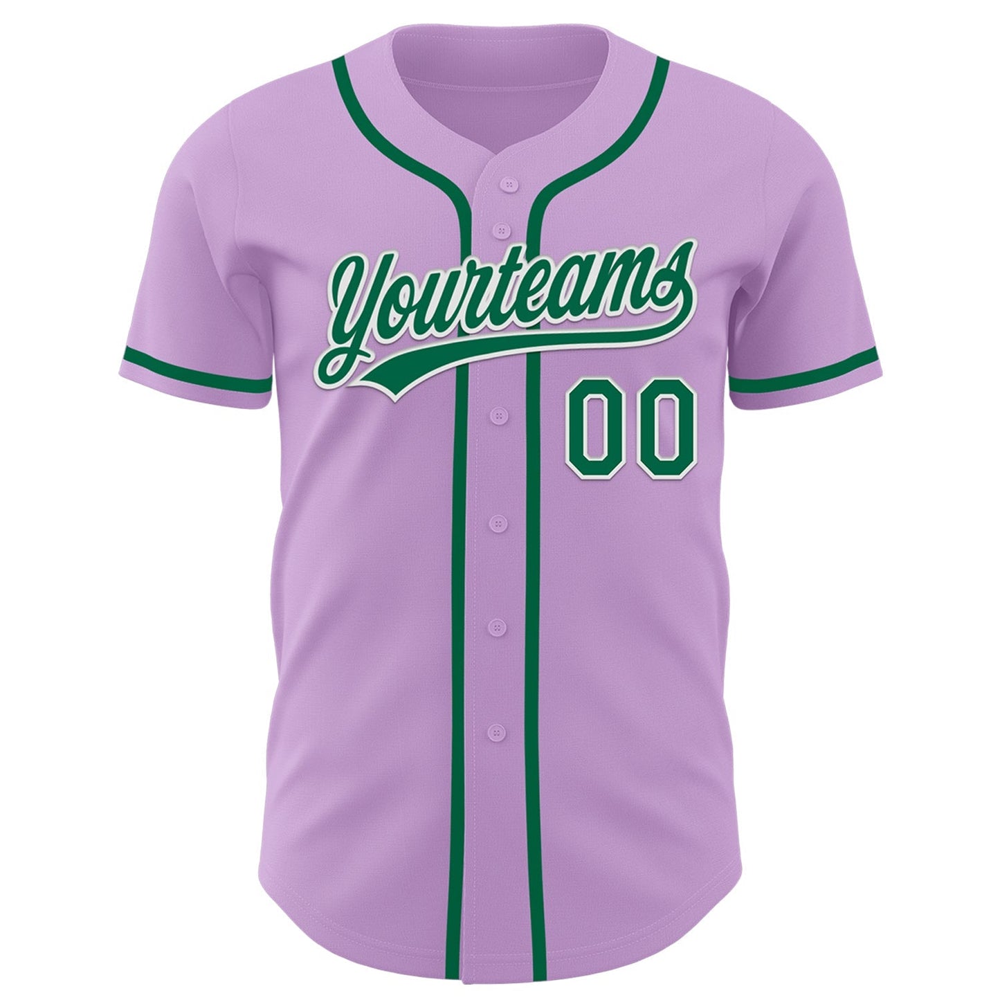 Custom Light Purple Kelly Green-White Authentic Baseball Jersey baseball jersey product view 2