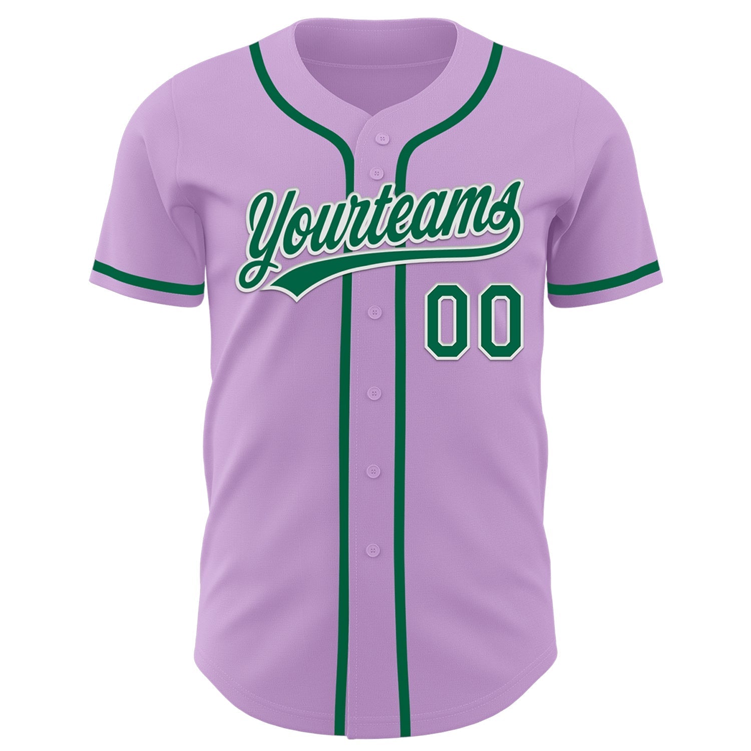 Custom Light Purple Kelly Green-White Authentic Baseball Jersey baseball jersey product view 2