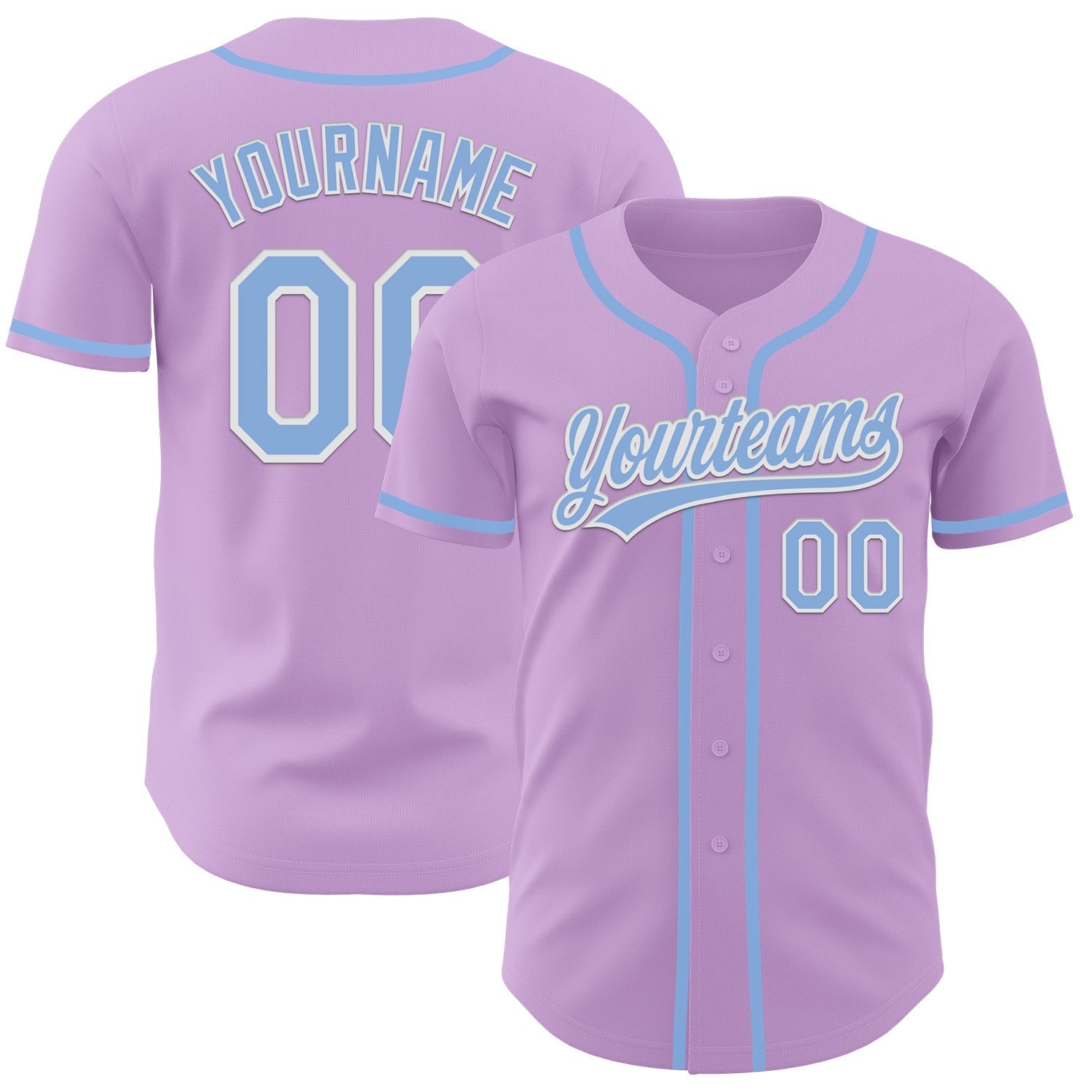 Custom Light Purple Light Blue-White Authentic Baseball Jersey baseball jersey product view 1
