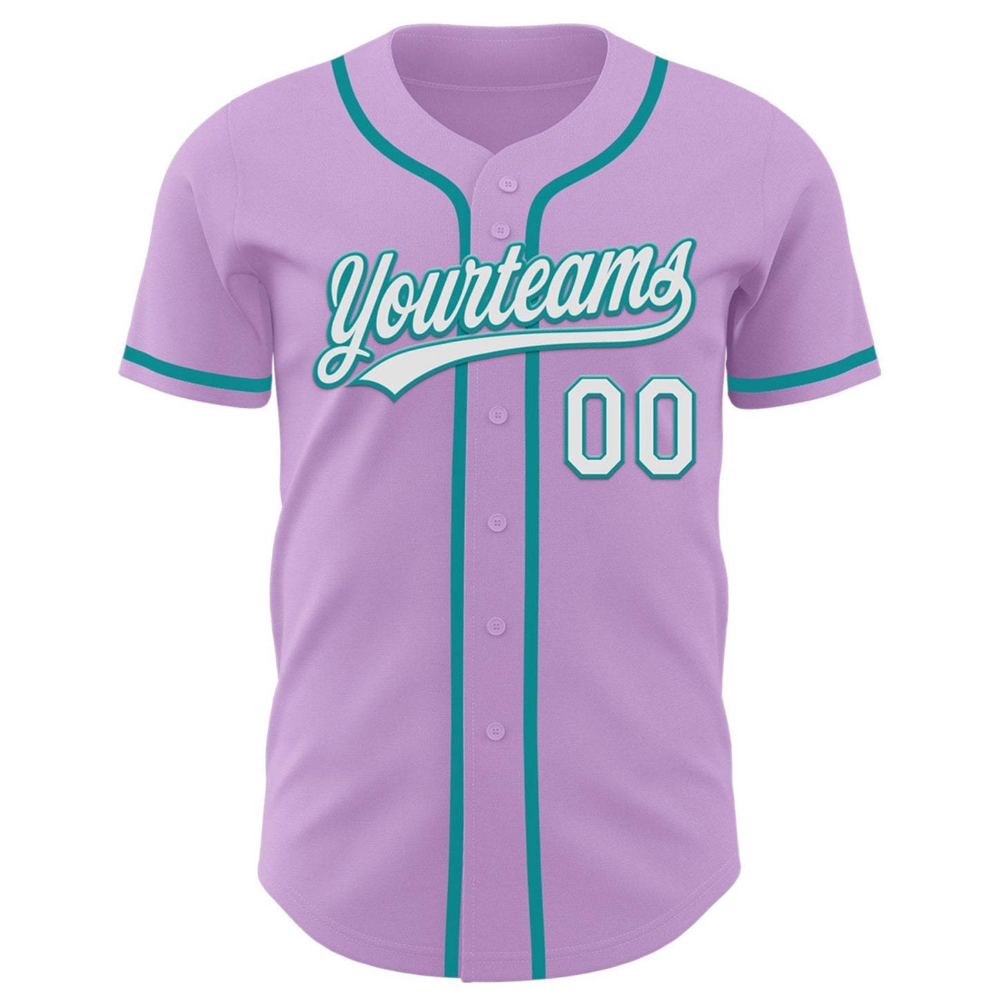 Custom Light Purple White-Teal Authentic Baseball Jersey baseball jersey product view 2
