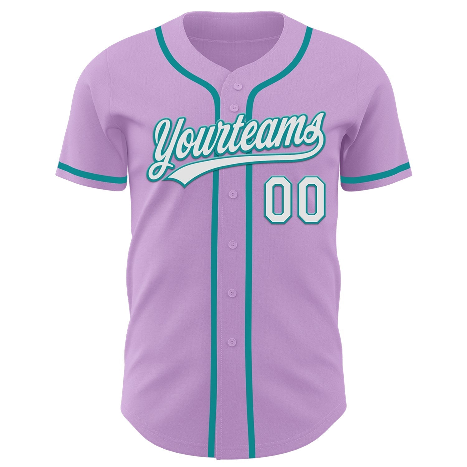 Custom Light Purple White-Teal Authentic Baseball Jersey baseball jersey product view 2