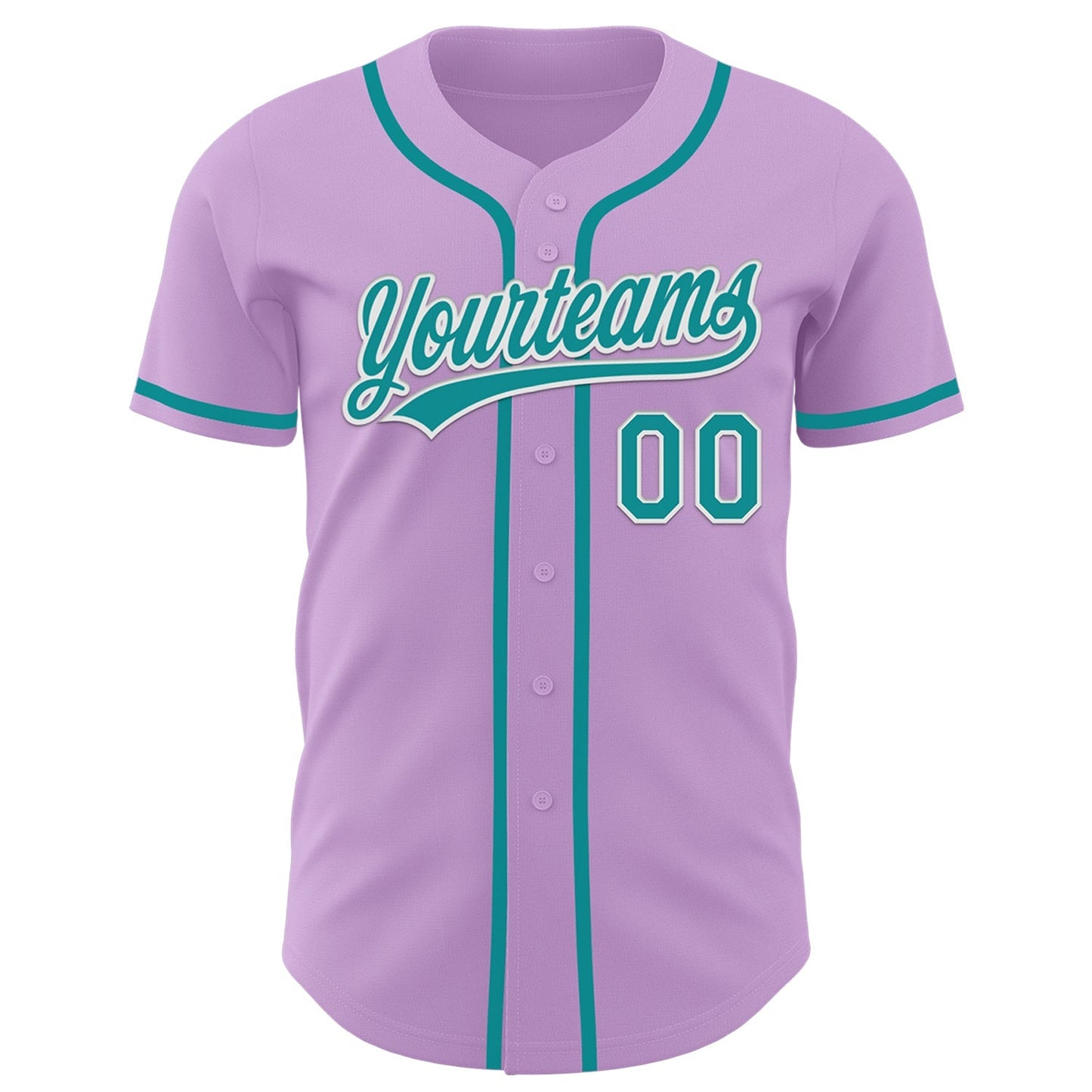 Custom Light Purple Teal-White Authentic Baseball Jersey baseball jersey product view 2