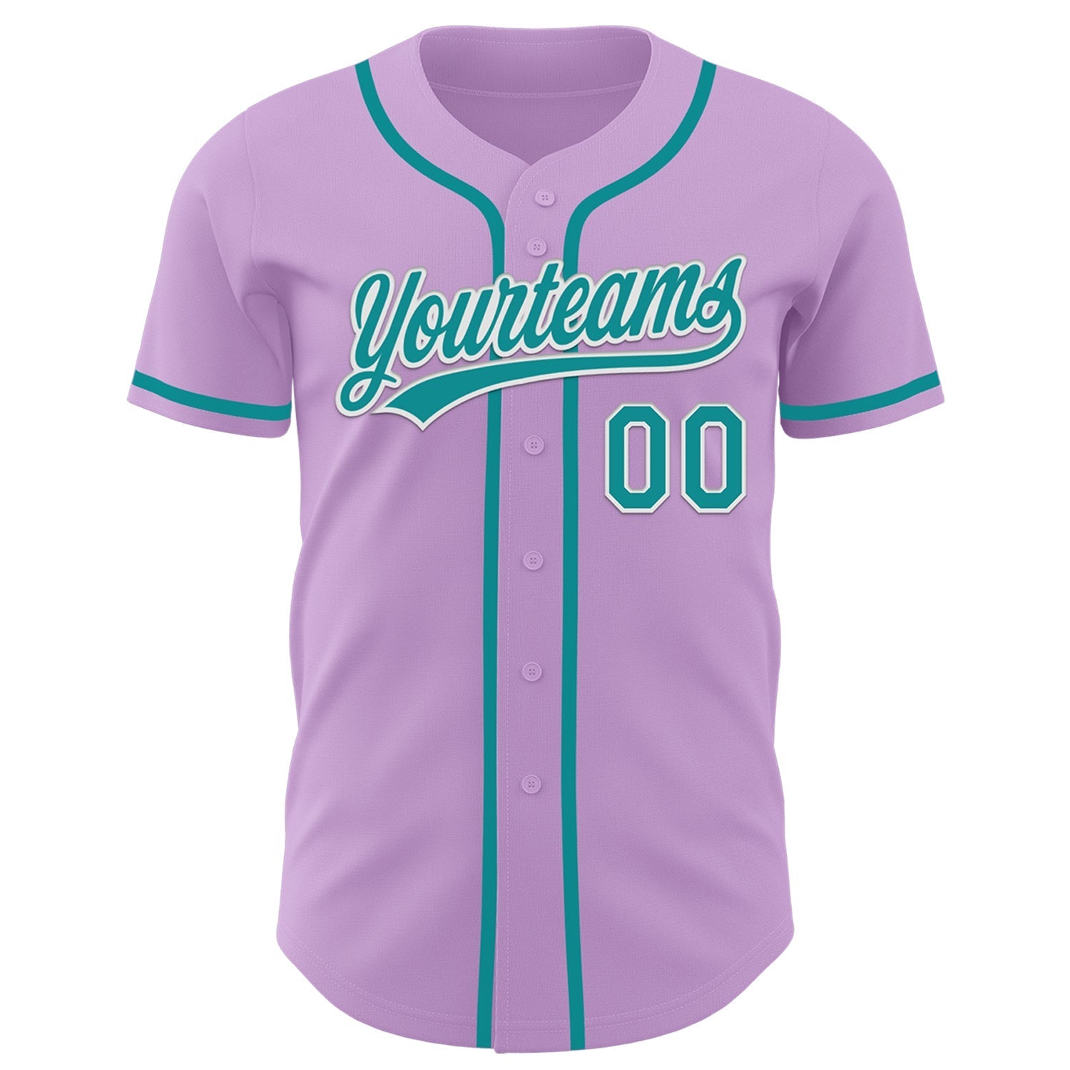 Custom Light Purple Teal-White Authentic Baseball Jersey baseball jersey product view 2