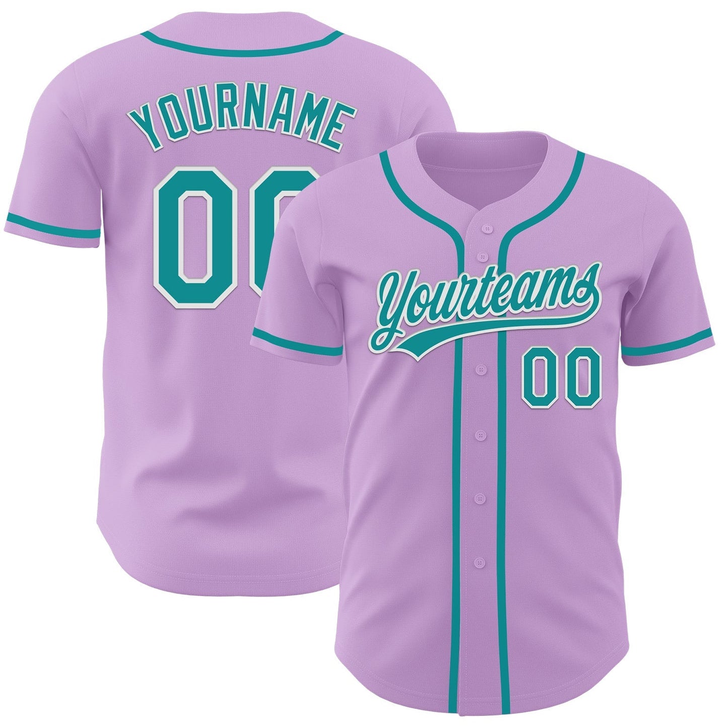 Custom Light Purple Teal-White Authentic Baseball Jersey baseball jersey product view 1