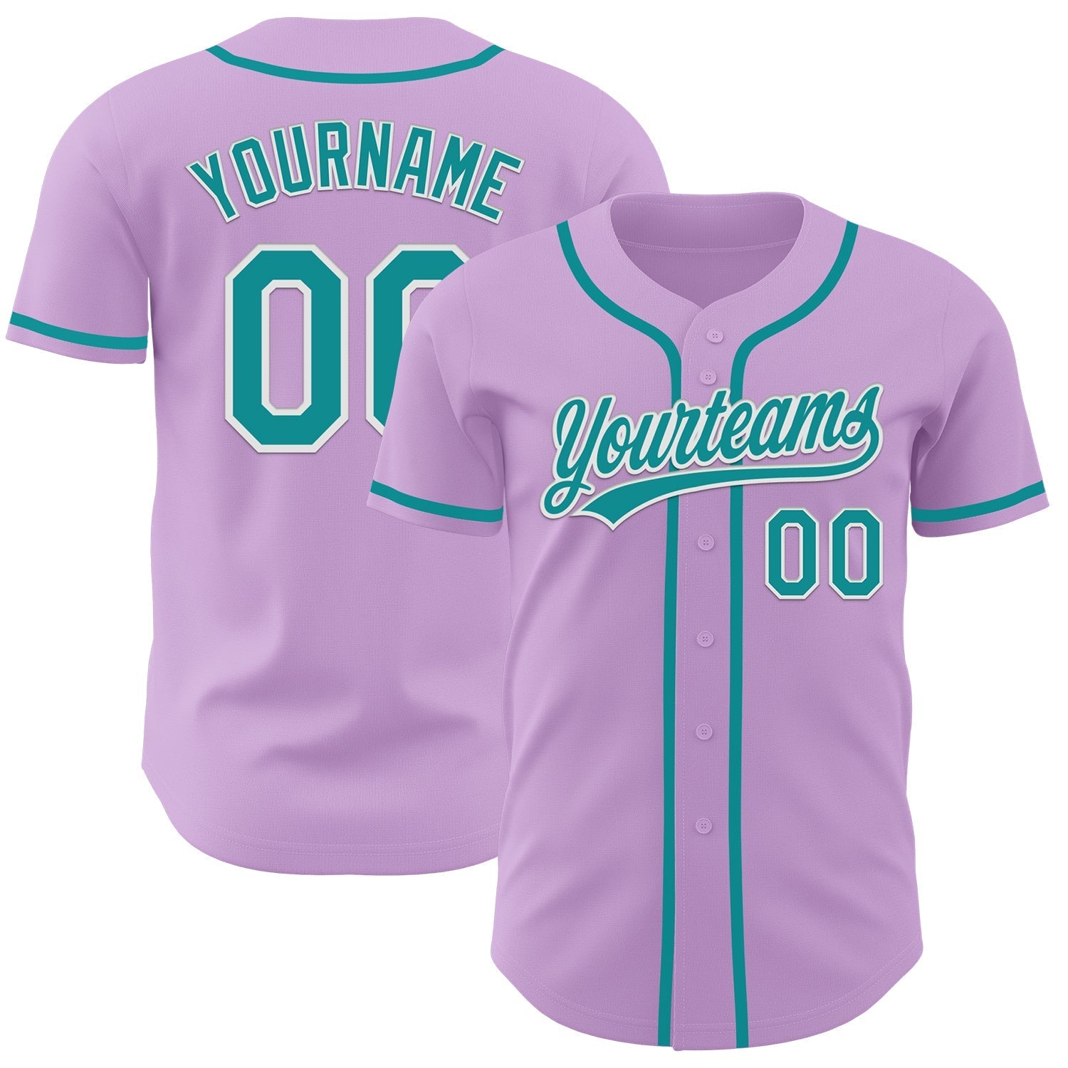 Custom Light Purple Teal-White Authentic Baseball Jersey baseball jersey product view 1