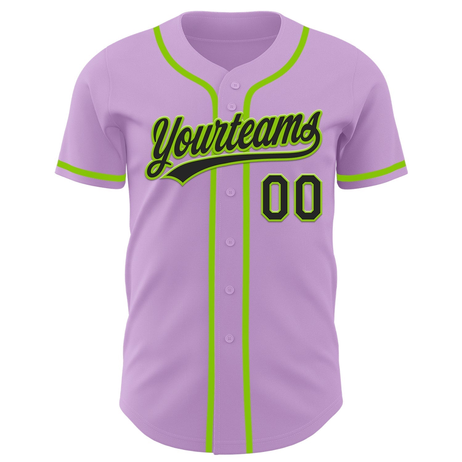 Custom Light Purple Black-Neon Green Authentic Baseball Jersey baseball jersey product view 2