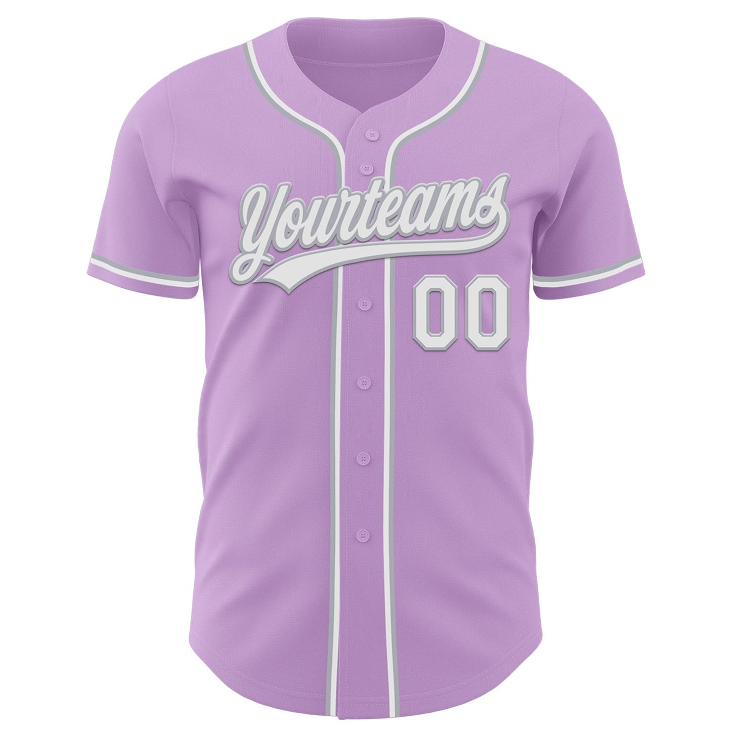 Custom Light Purple White-Gray Authentic Baseball Jersey baseball jersey product view 2