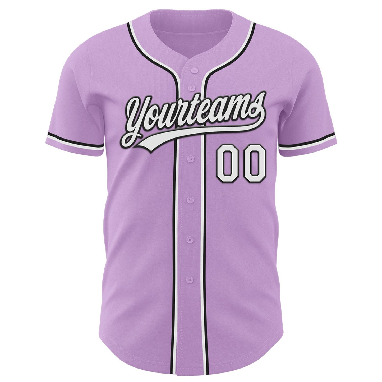 Custom Light Purple White-Black Authentic Baseball Jersey baseball jersey product view 2