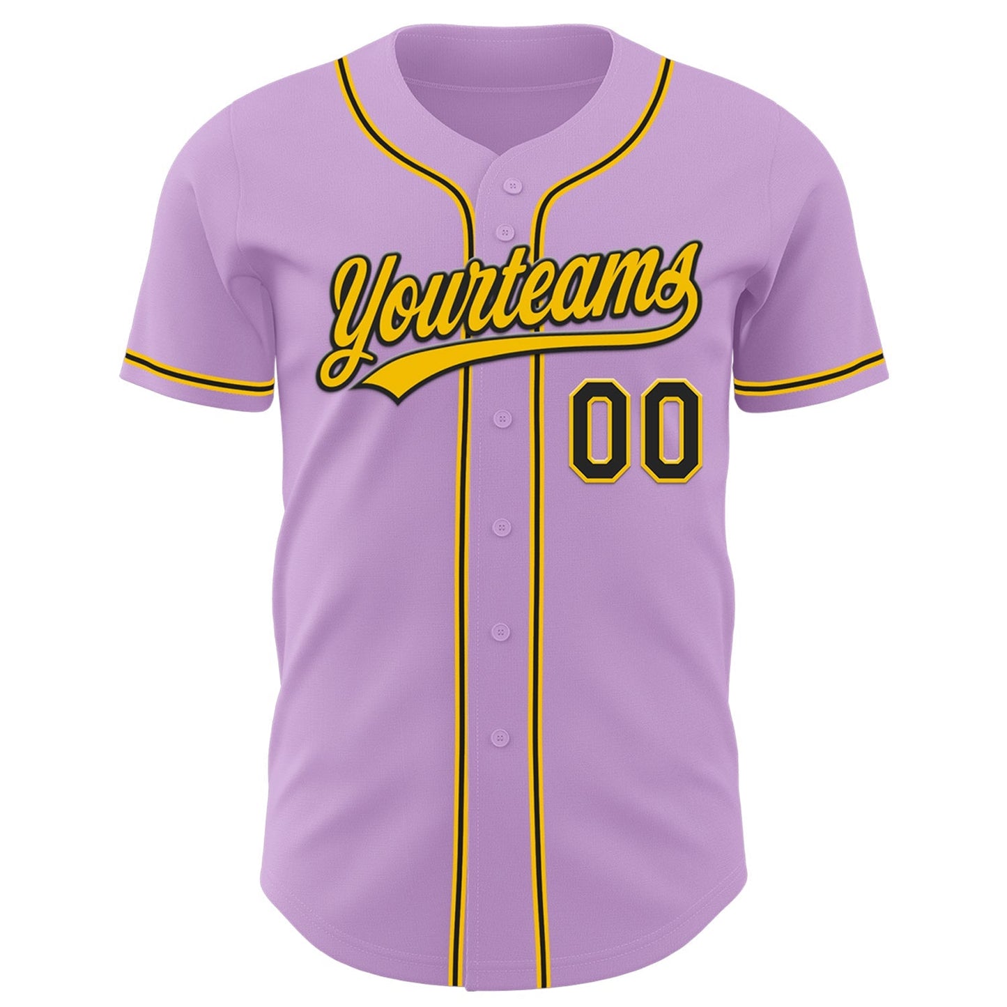 Custom Light Purple Black-Yellow Authentic Baseball Jersey baseball jersey product view 2