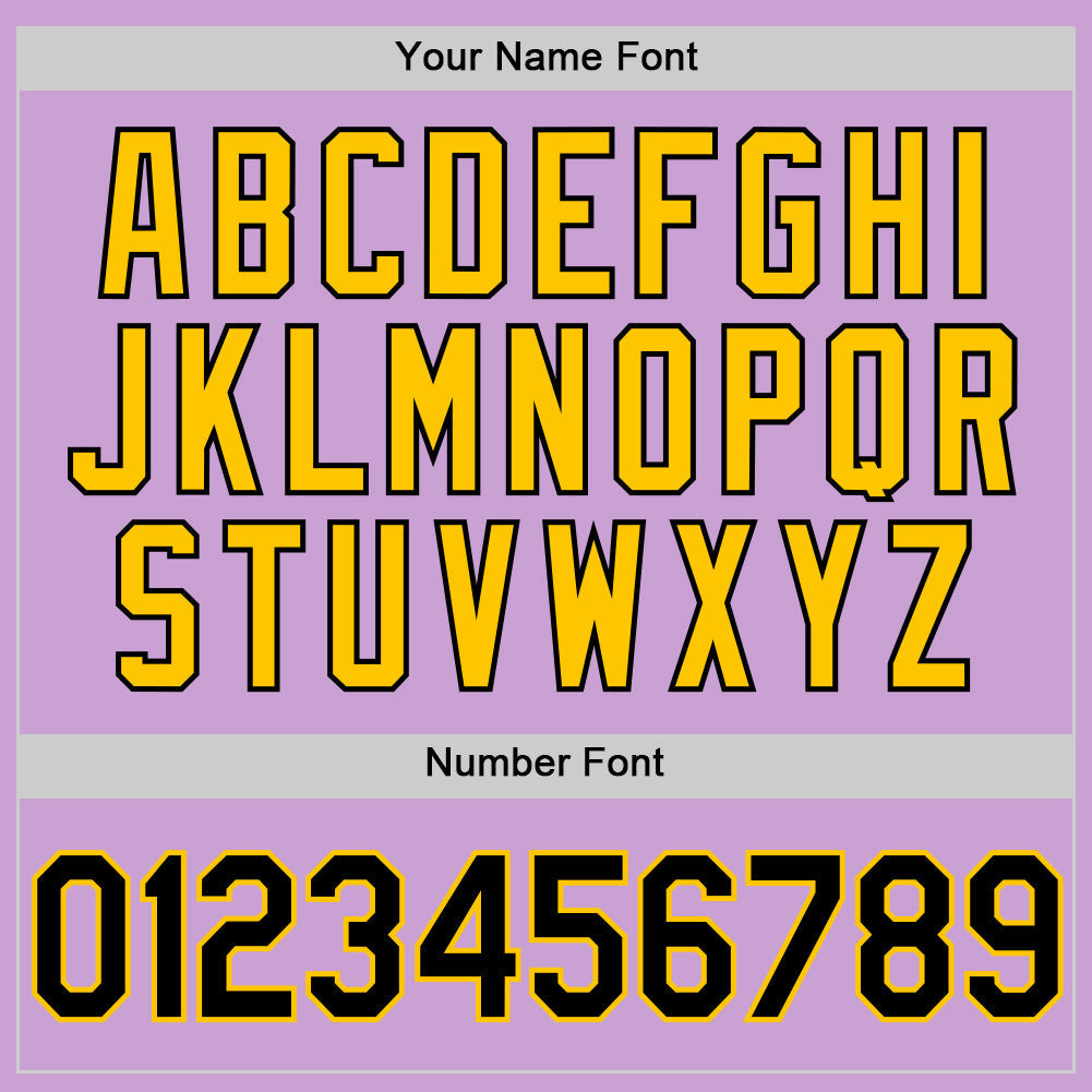 Custom Light Purple Black-Yellow Authentic Baseball Jersey baseball jersey product view 5