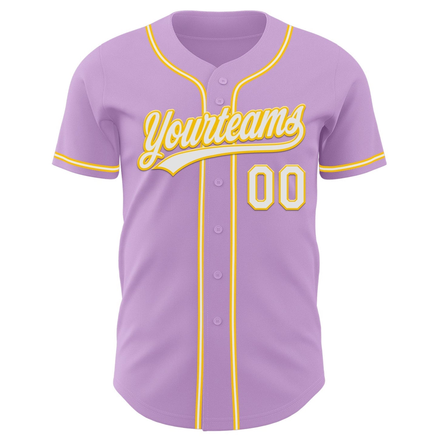 Custom Light Purple White-Yellow Authentic Baseball Jersey baseball jersey product view 2