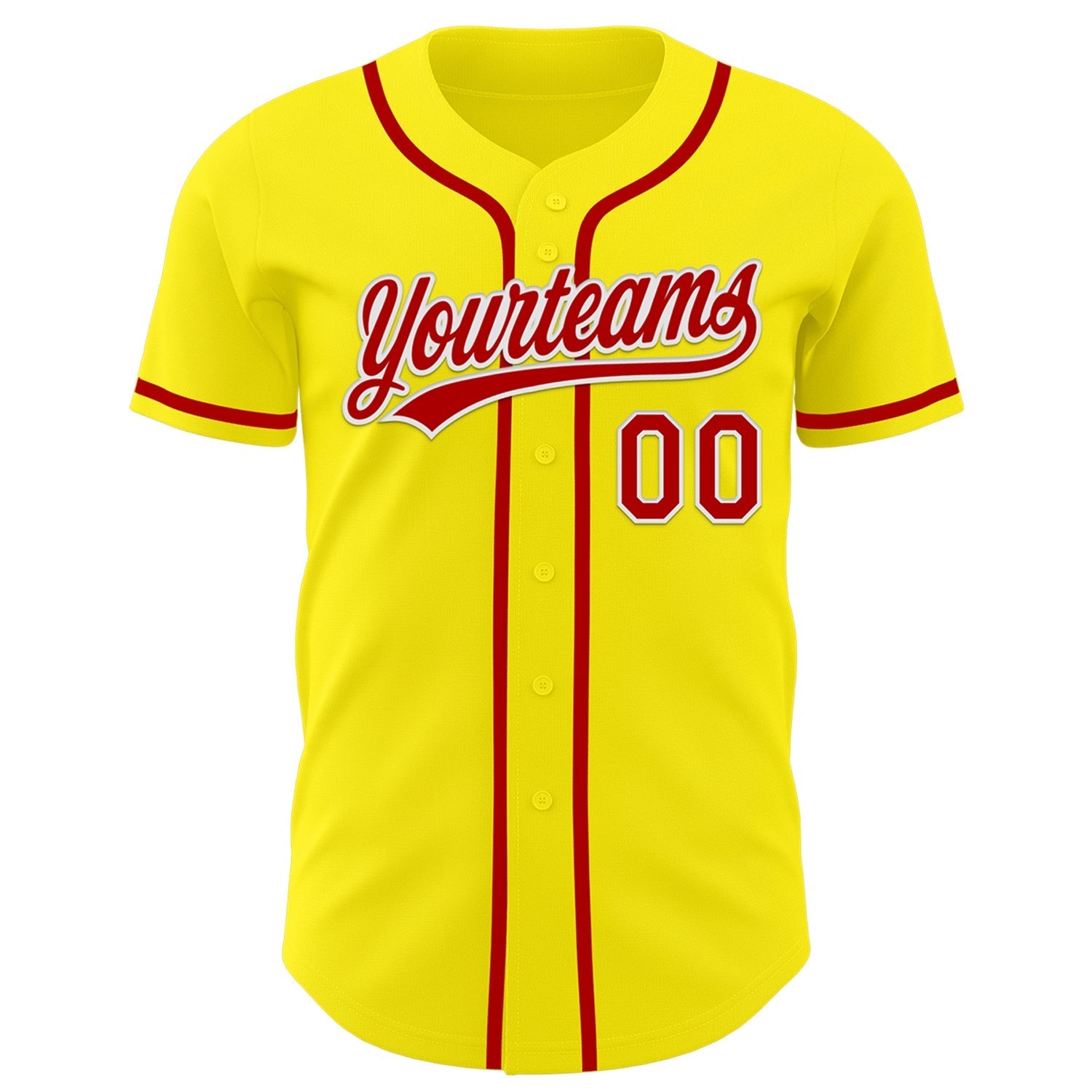 Custom Light Yellow Red-White Authentic Baseball Jersey baseball jersey product view 2
