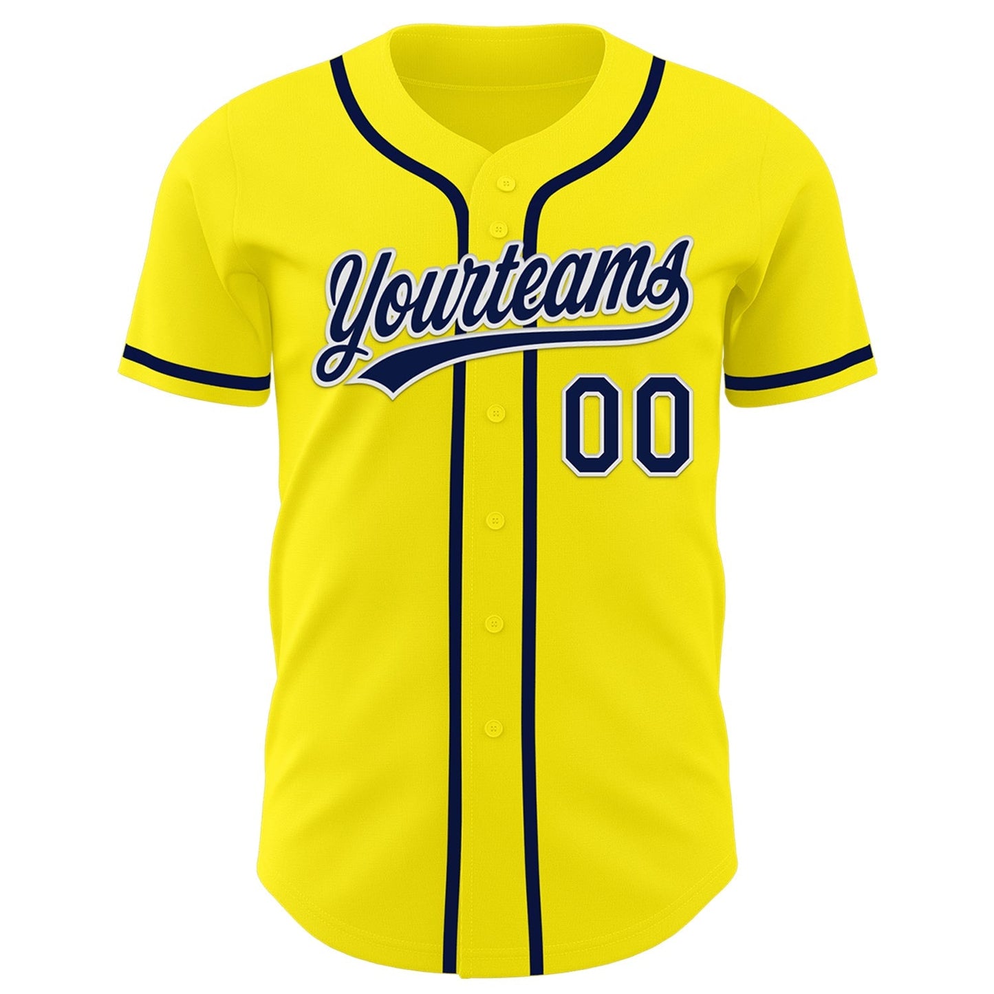 Custom Light Yellow Navy-White Authentic Baseball Jersey baseball jersey product view 2