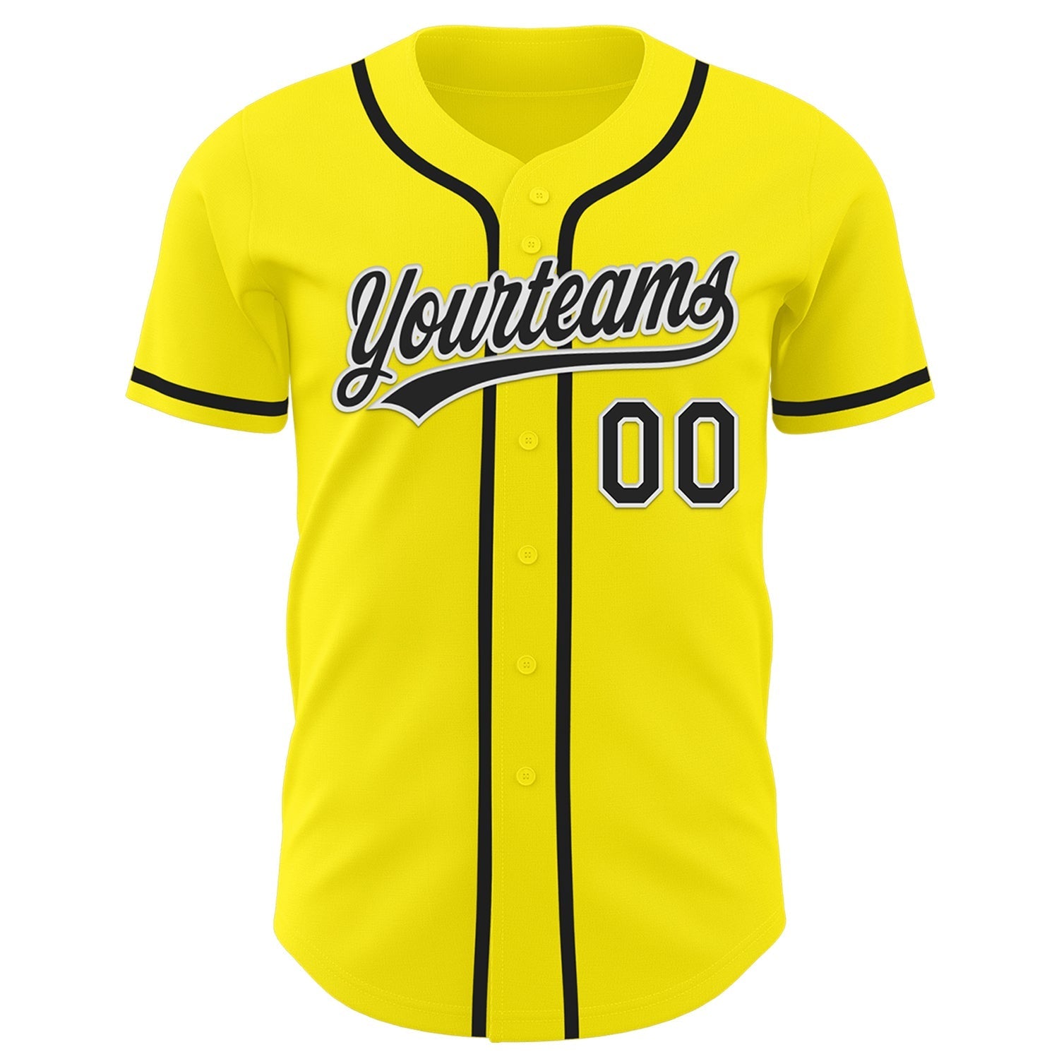 Custom Light Yellow Black-White Authentic Baseball Jersey baseball jersey product view 2