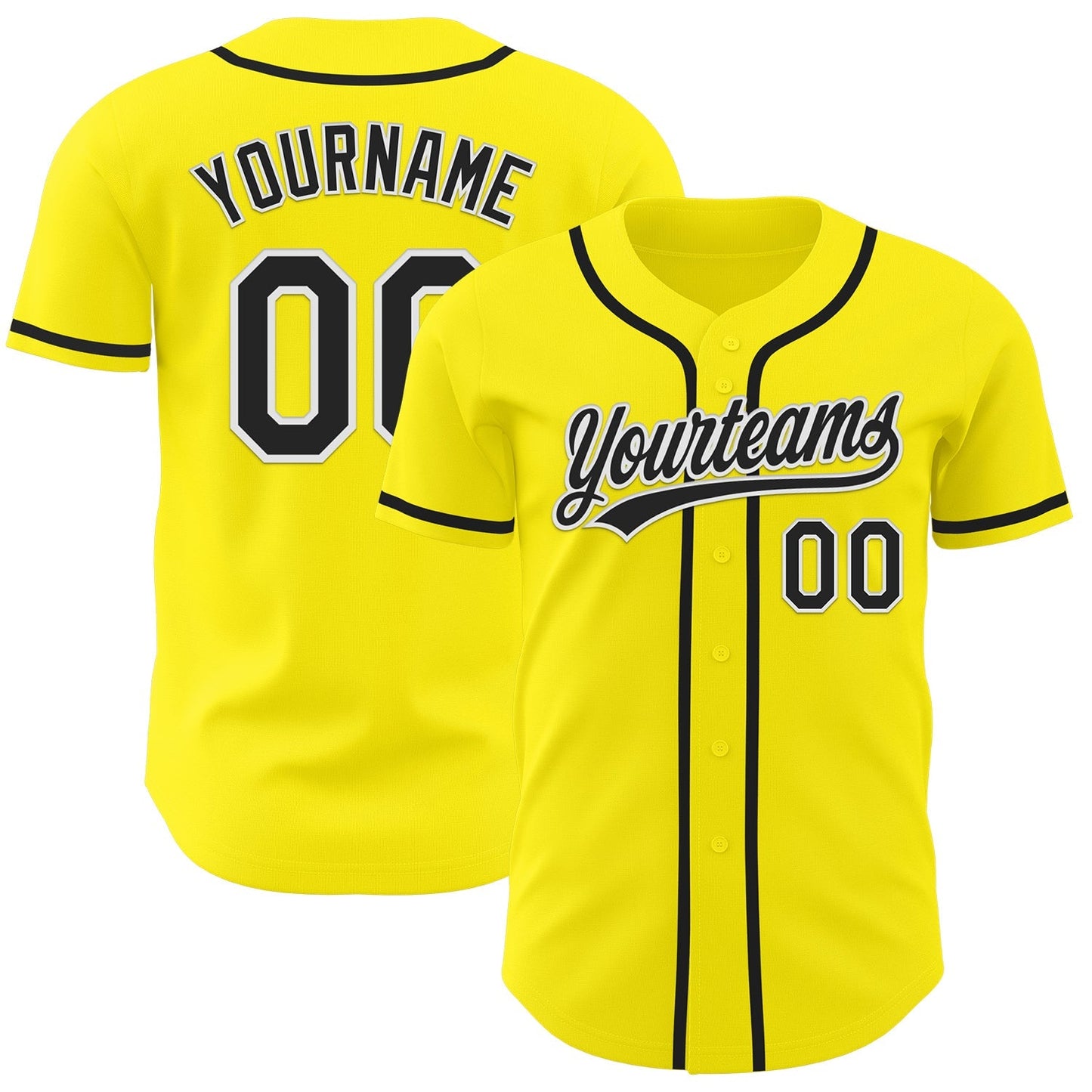 Custom Light Yellow Black-White Authentic Baseball Jersey baseball jersey product view 1