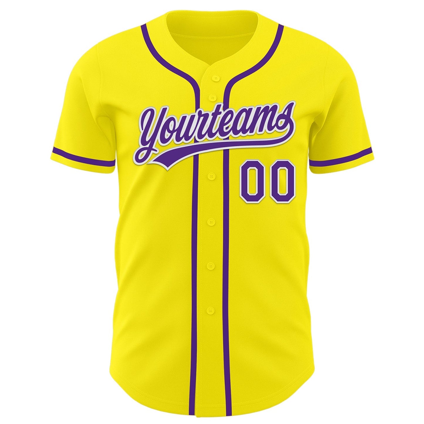 Custom Light Yellow Purple-White Authentic Baseball Jersey baseball jersey product view 2