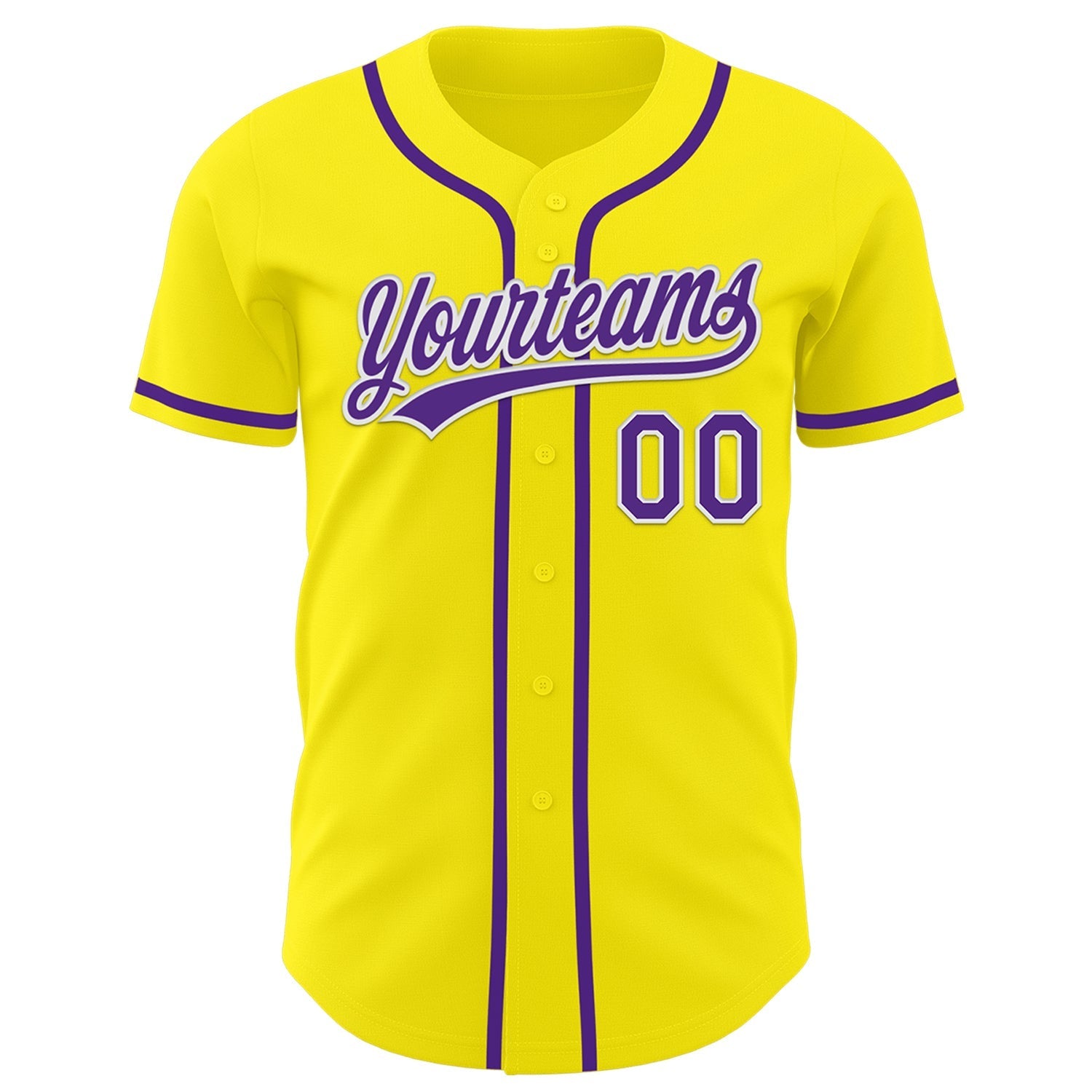 Custom Light Yellow Purple-White Authentic Baseball Jersey baseball jersey product view 2