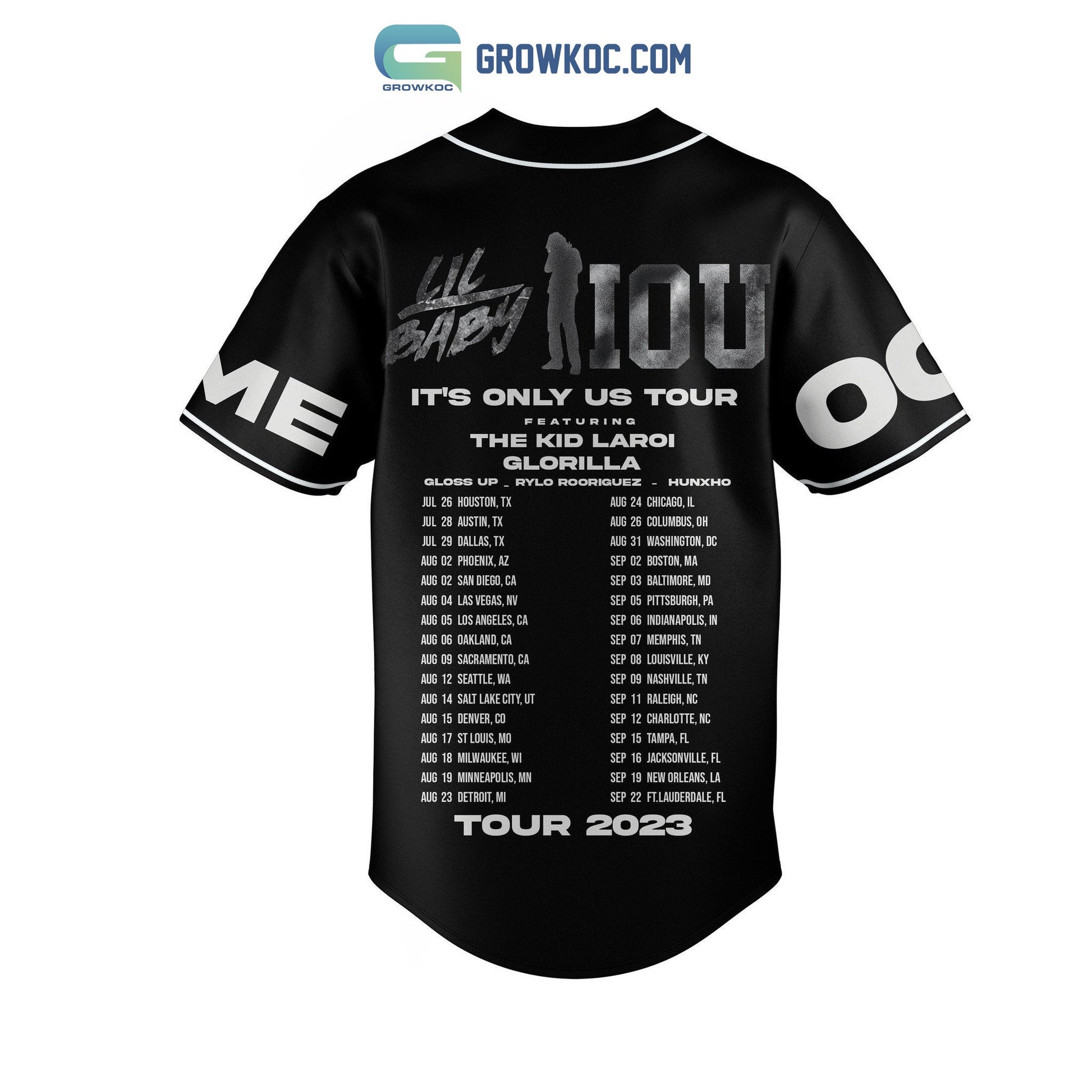 Lil Baby IOS It’s Only Us Tour 2023 Personalized Baseball Jersey baseball jersey product view 2