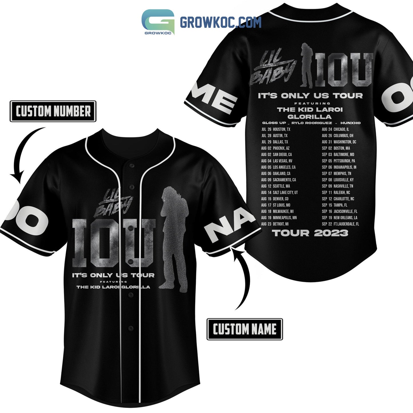 Lil Baby IOS It’s Only Us Tour 2023 Personalized Baseball Jersey baseball jersey product view 3