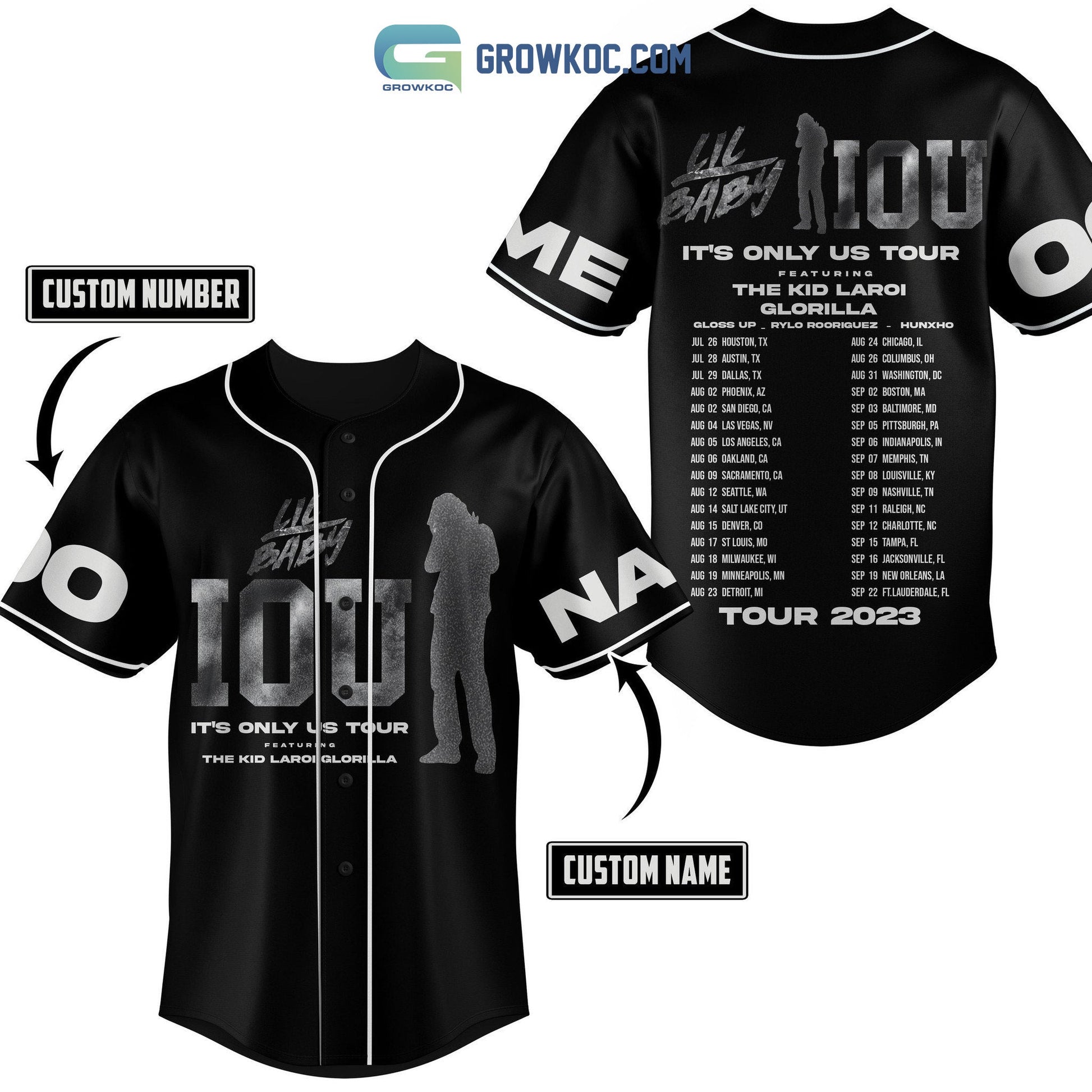Lil Baby IOS It’s Only Us Tour 2023 Personalized Baseball Jersey baseball jersey product view 3