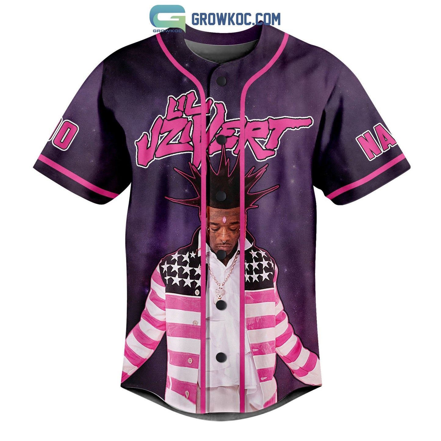 Lil Uzi Vert Pink Tape 2023 Personalized Baseball Jersey baseball jersey product view 2