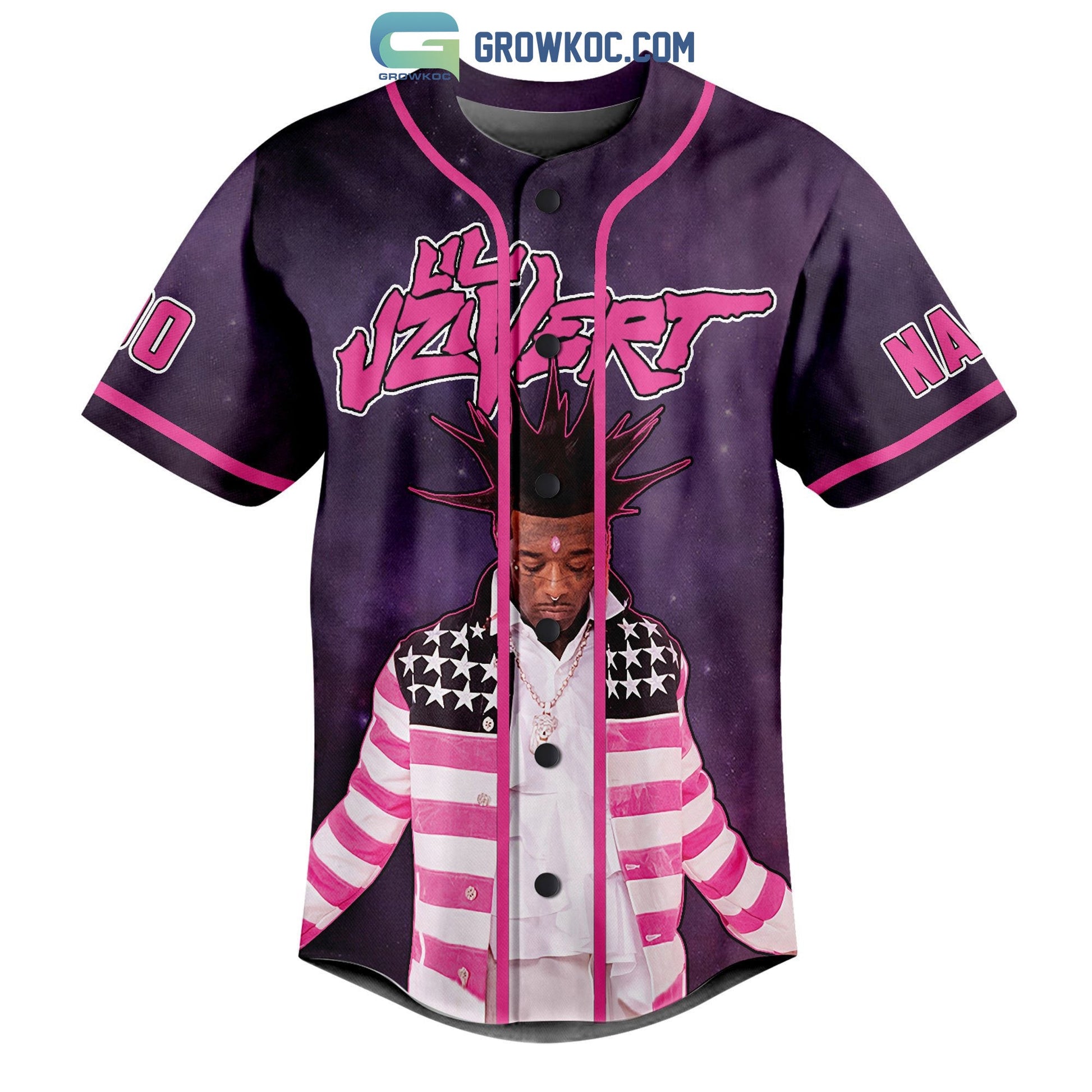 Lil Uzi Vert Pink Tape 2023 Personalized Baseball Jersey baseball jersey product view 2