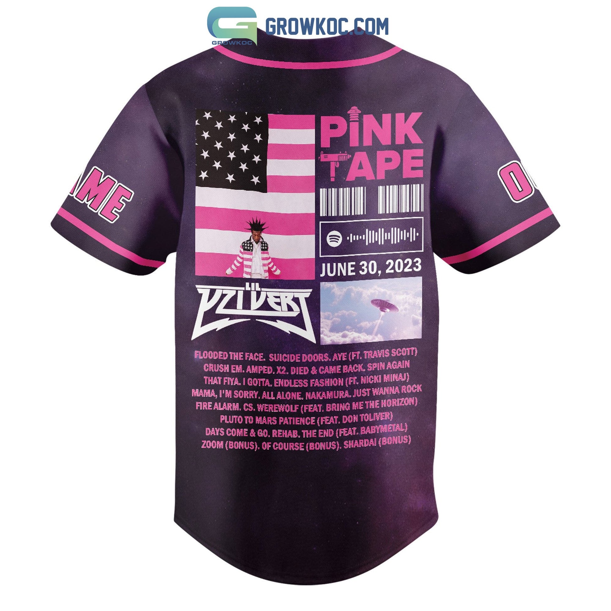 Lil Uzi Vert Pink Tape 2023 Personalized Baseball Jersey baseball jersey product view 3