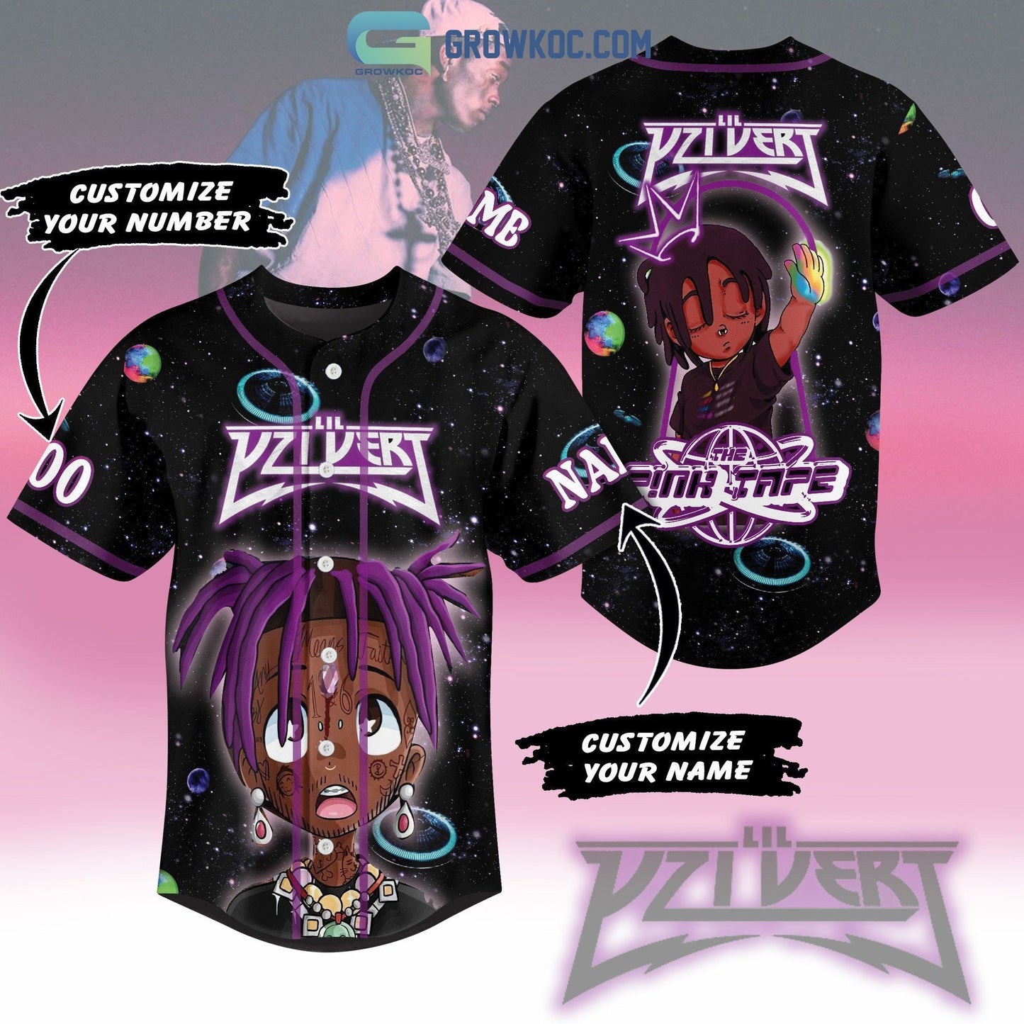Lil Uzi Vert The Pink Tape Personalized Baseball Jersey baseball jersey product view 1