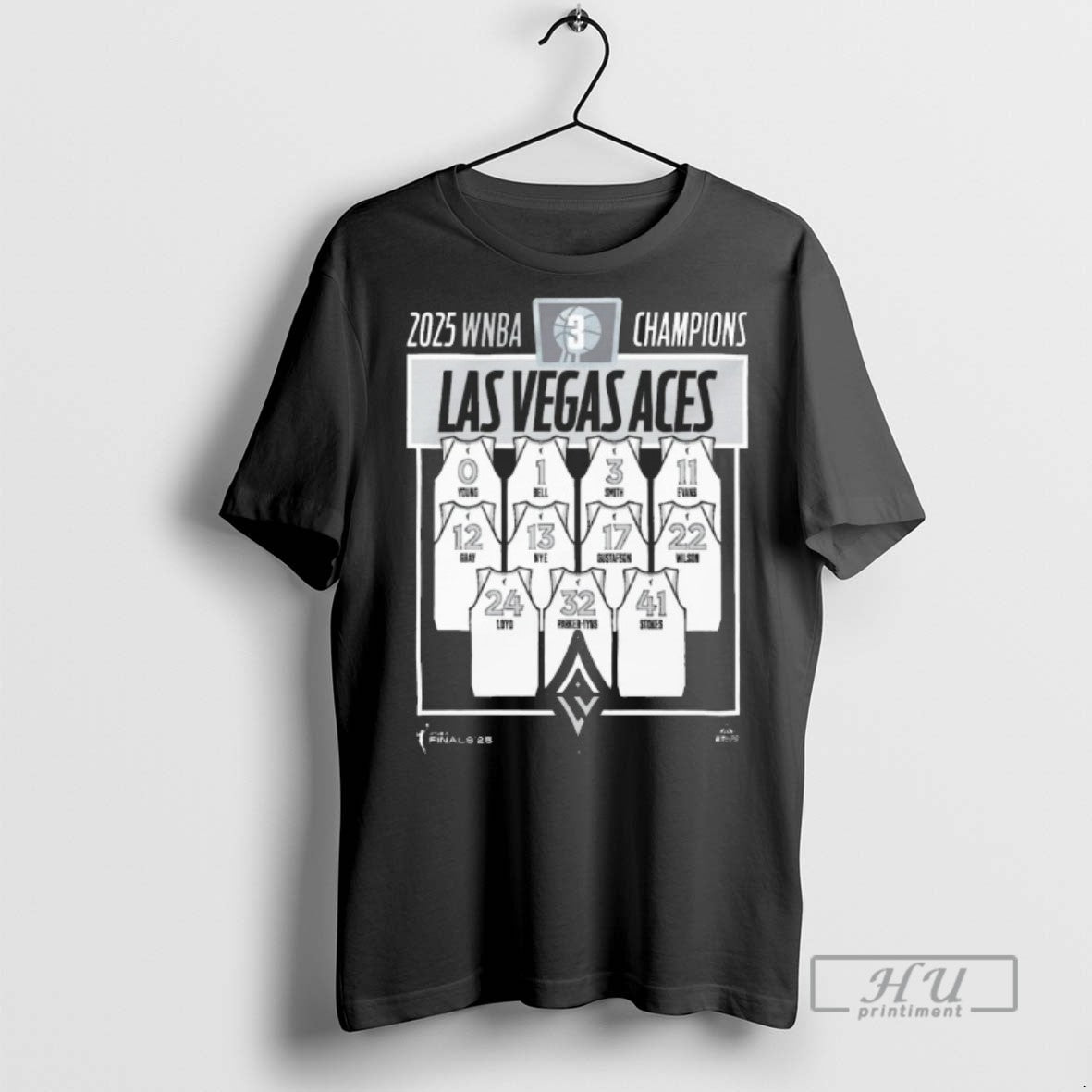 Limited Edition Las Vegas Aces Basketball 2025 Wnba Finals Champions Jersey Roster Graphic basketball jersey product view 1