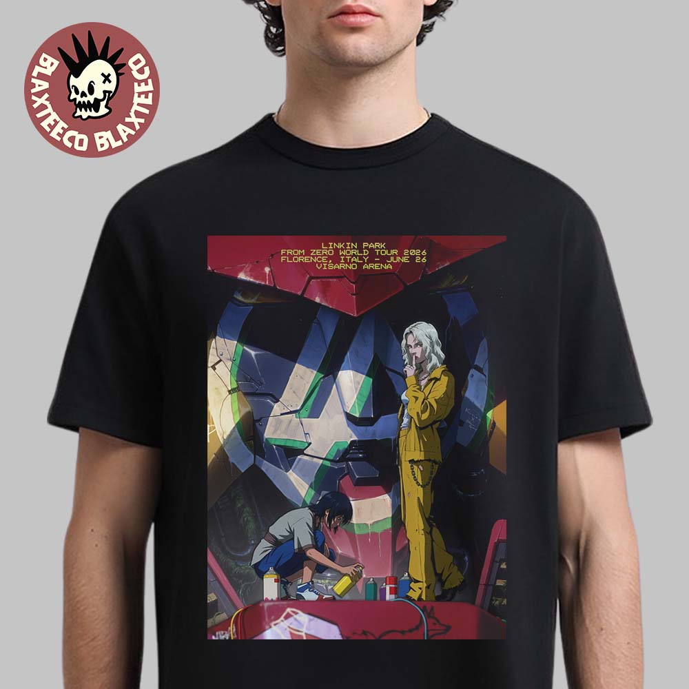Linkin Park From Zero 2026 Tour Florence Italy Poster At Visarno On June 26 2026 Art By Maciej Kuciara And Daniels Gulbis T-Shirt - T-Shirt, Sweatshirt, Hoodie