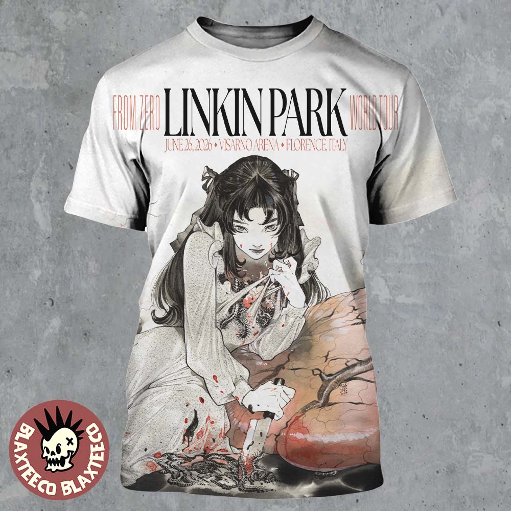 Linkin Park From Zero 2026 Tour Florence Italy Poster At Visarno On June 26 2026 Art By Peach Momoko All Over Print Shirt - T-Shirt, Sweatshirt, Hoodie