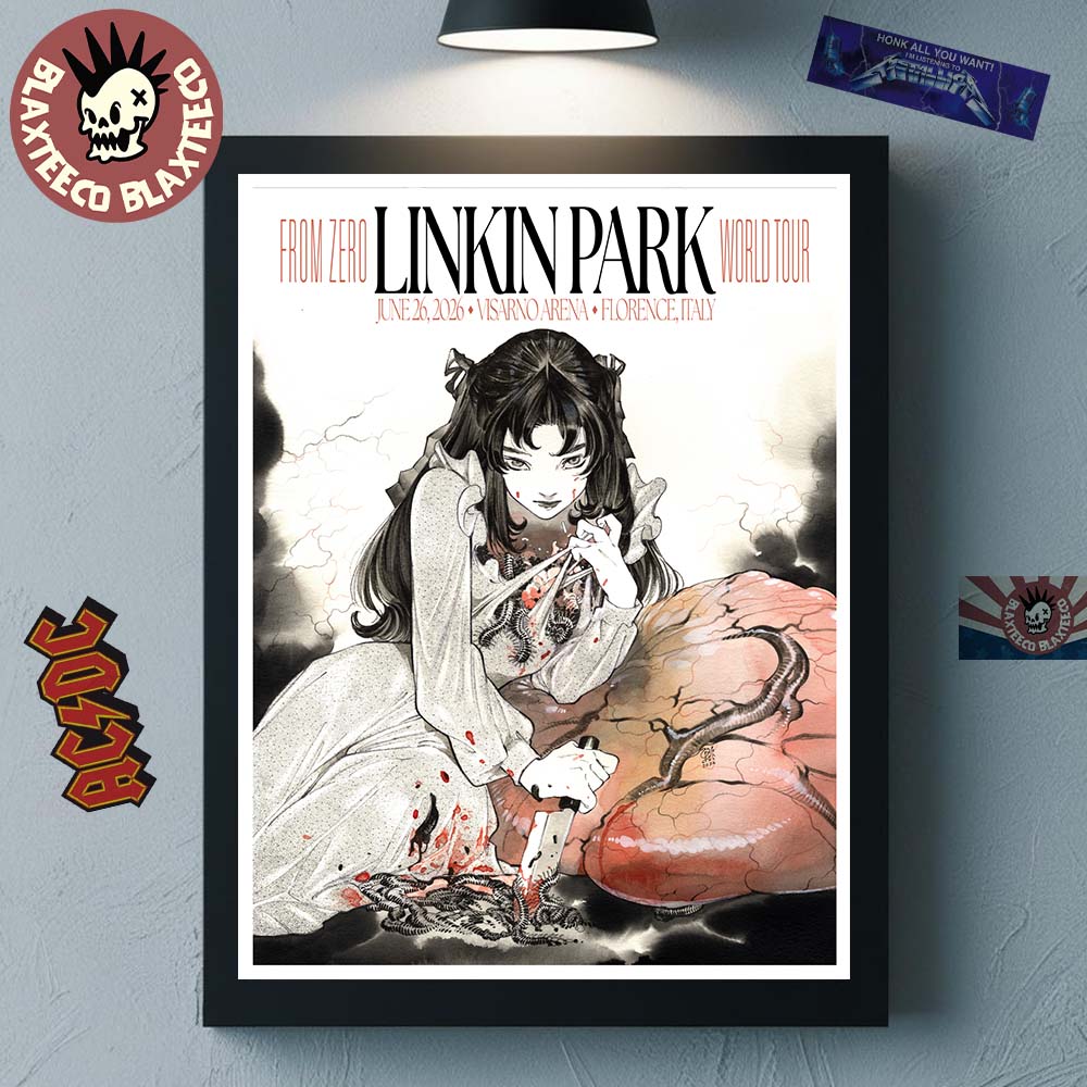 Linkin Park From Zero 2026 Tour Florence Italy Poster At Visarno On June 26 2026 Art By Peach Momoko Decor Poster Canvas - T-Shirt, Sweatshirt, Hoodie
