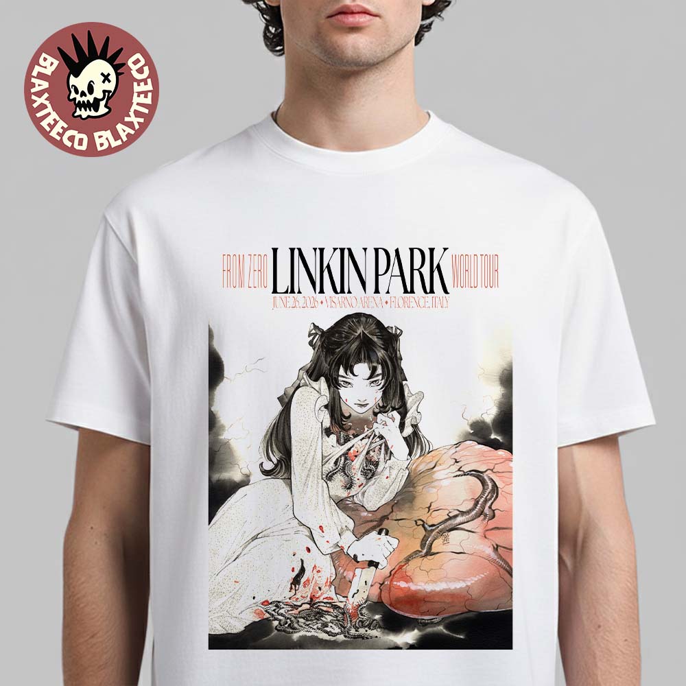 Linkin Park From Zero 2026 Tour Florence Italy Poster At Visarno On June 26 2026 Art By Peach Momoko T-Shirt - T-Shirt, Sweatshirt, Hoodie
