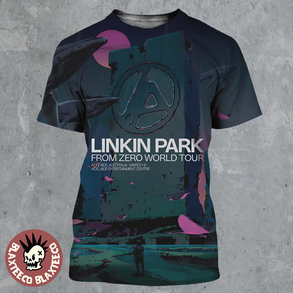 Linkin Park From Zero World Tour Adelaide Australia 2026 Gig Poster At Adelaide Entertainment Centre On March 12 2026 All Over Print Shirt - T-Shirt, Sweatshirt, Hoodie