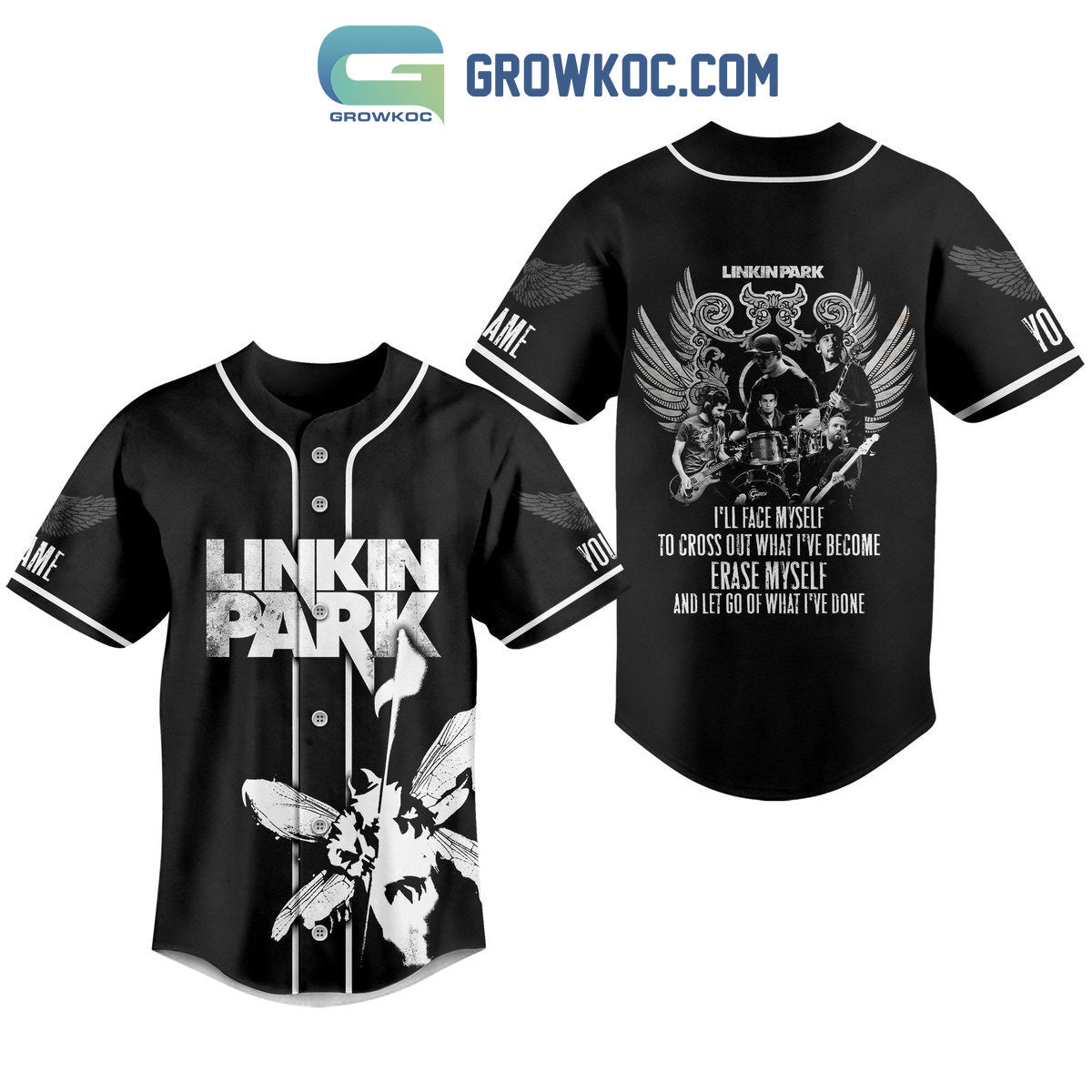 Linkin Park I’ll Face My Self To Cross Out What I’ve Become Erase Myself Personalized Baseball Jersey baseball jersey product view 1